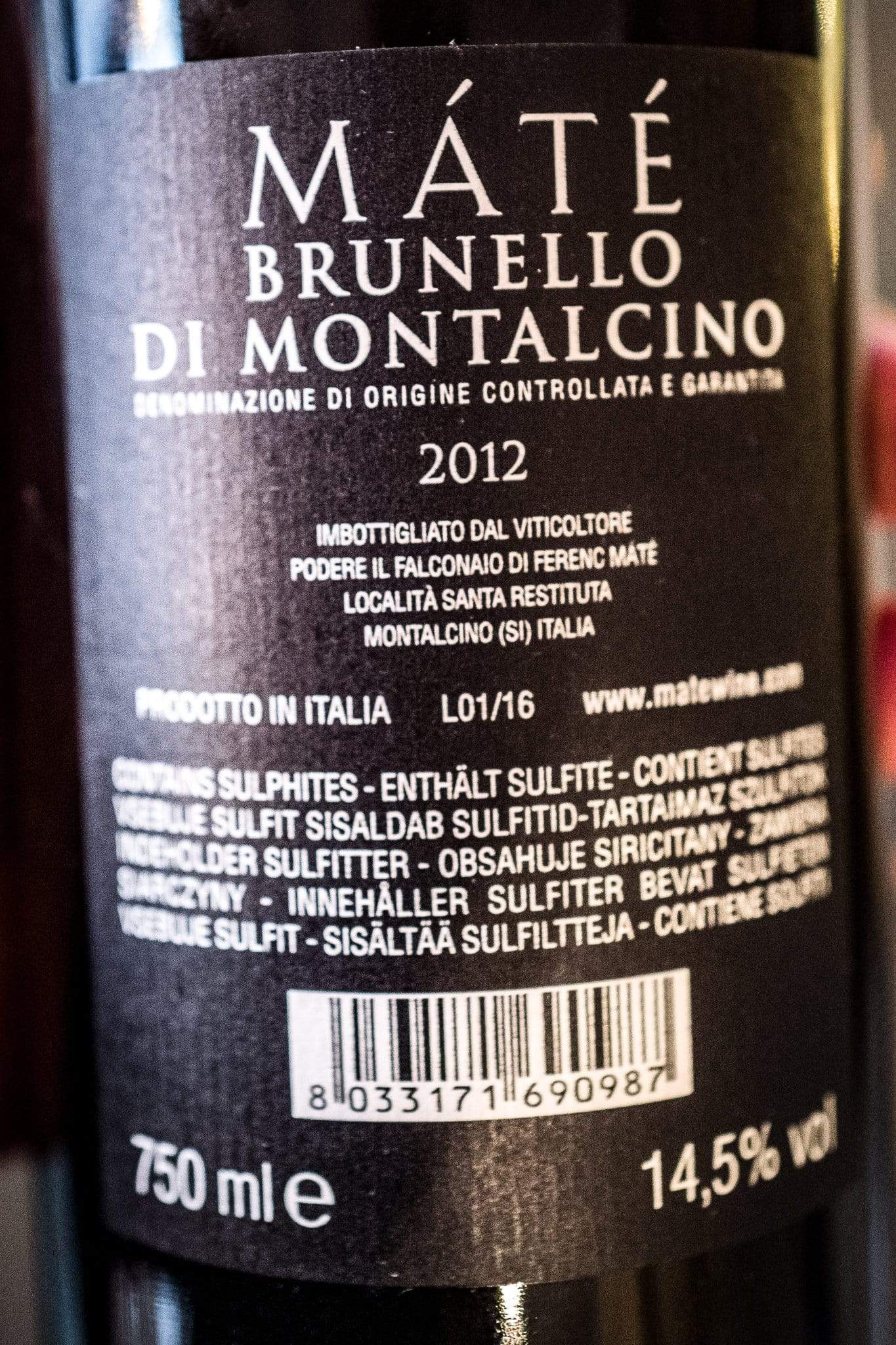 Maté Rødvin Maté Toscana Brunello Di Montalcino 2012