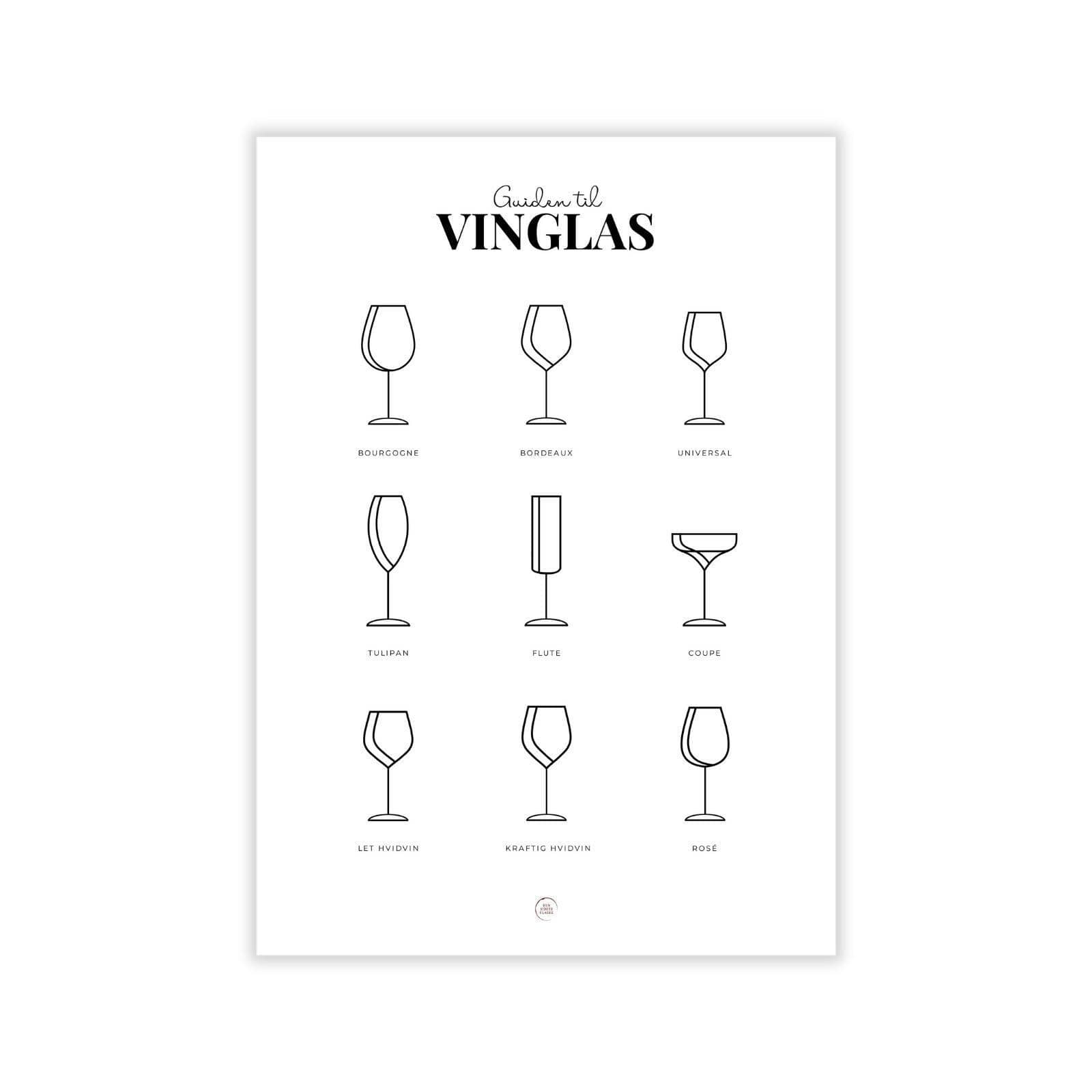 Den Sidste Flaske Plakater, print og visuelle kunstværker A4 Vinglas