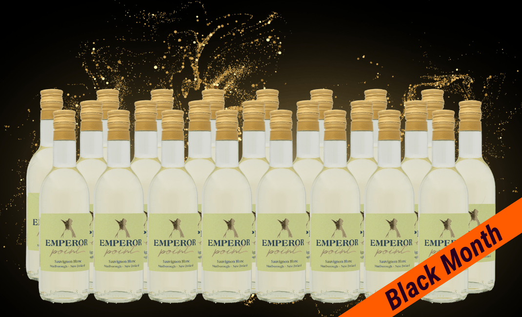 Den Sidste Flaske Hvidvins Smagekasse 24 mini stk á Emperor Point Sauvignon Blanc 2021 187 ml.