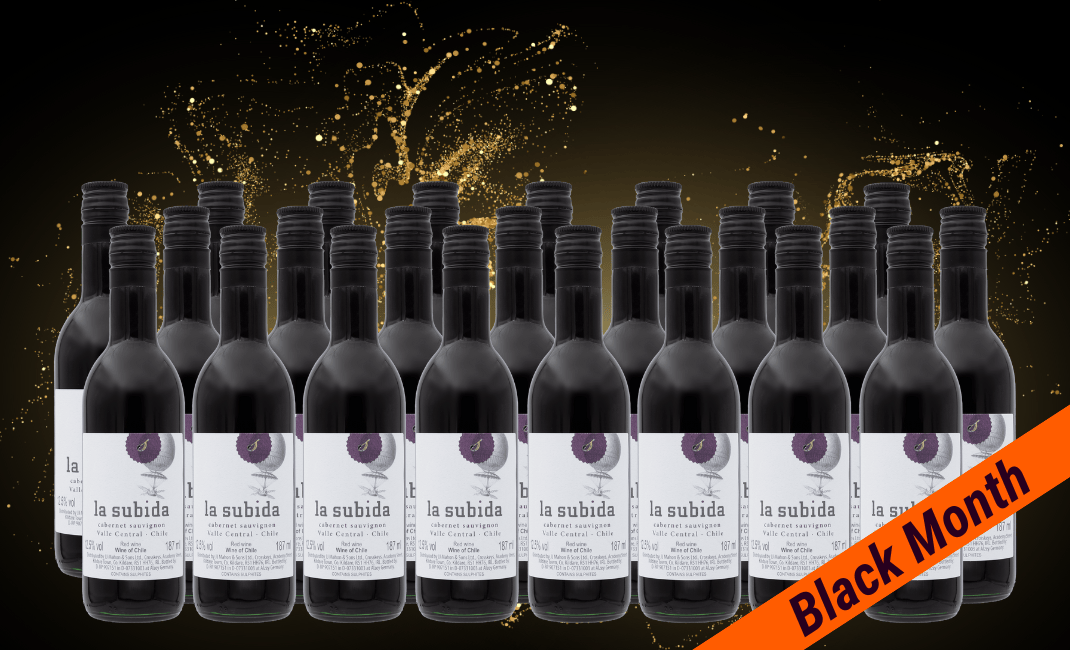 Den Sidste Flaske Rødvins Smagekasse 24 mini stk á La Subida Cabernet Sauvignon 2022 187 ml.