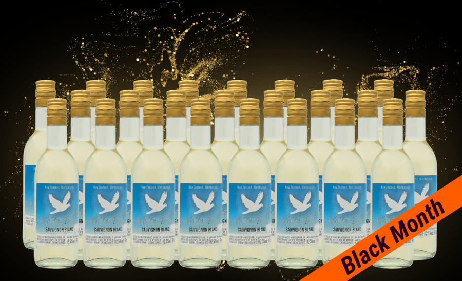 Den Sidste Flaske Hvidvins Smagekasse 24 mini stk á White Dove Sauvignon Blanc 2021 187 ml.