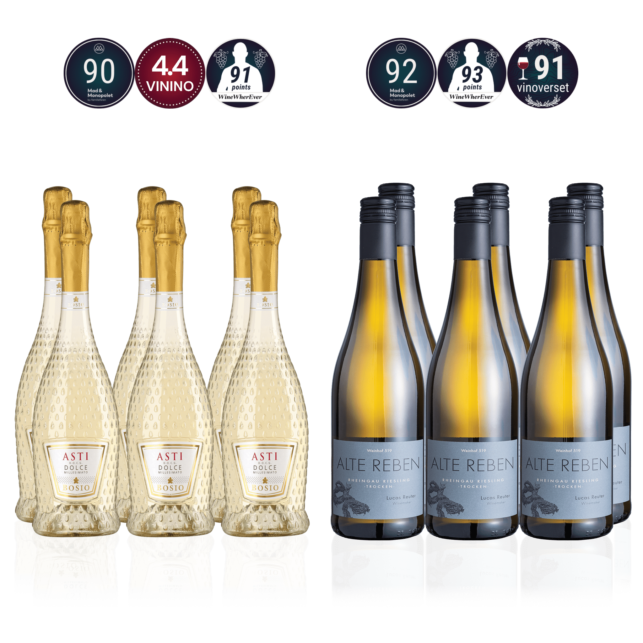 Den Sidste Flaske Mixed Smagekasse BATTLEKASSE: Moscato VS. Riesling