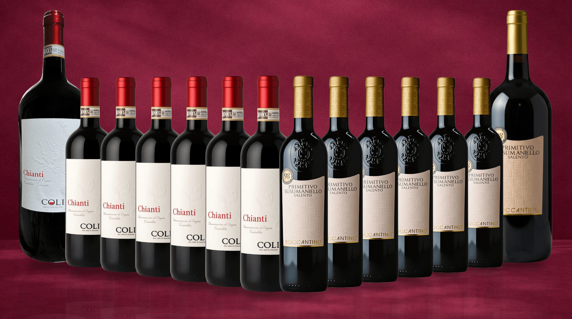 Den Sidste Flaske Rødvins Smagekasse Battlekasse: Susumaniello + Coli Chianti + 2 MAGNUM