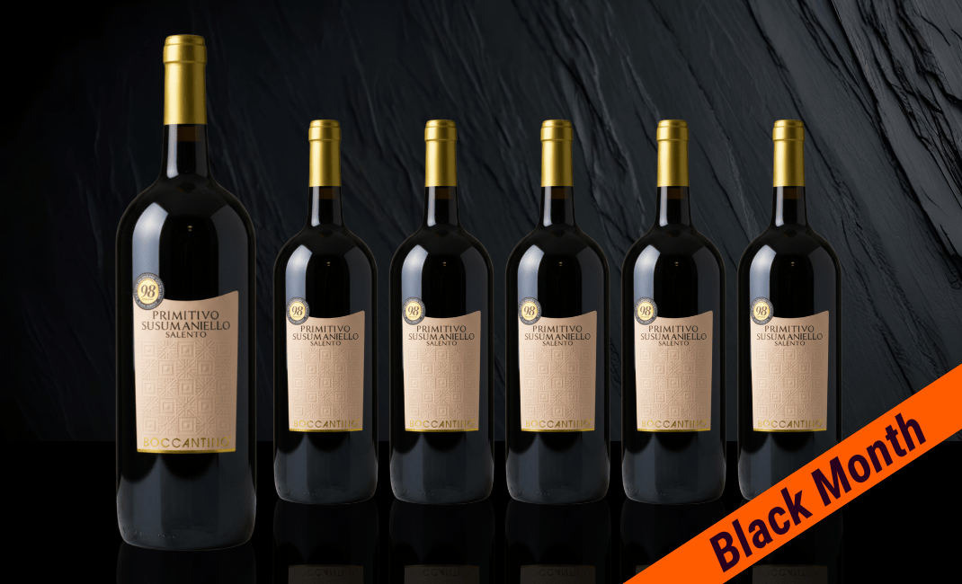 Den Sidste Flaske Rødvins Smagekasse Boccantino Primitivo Susumaniello Salento IGT 1,5 L. 2024