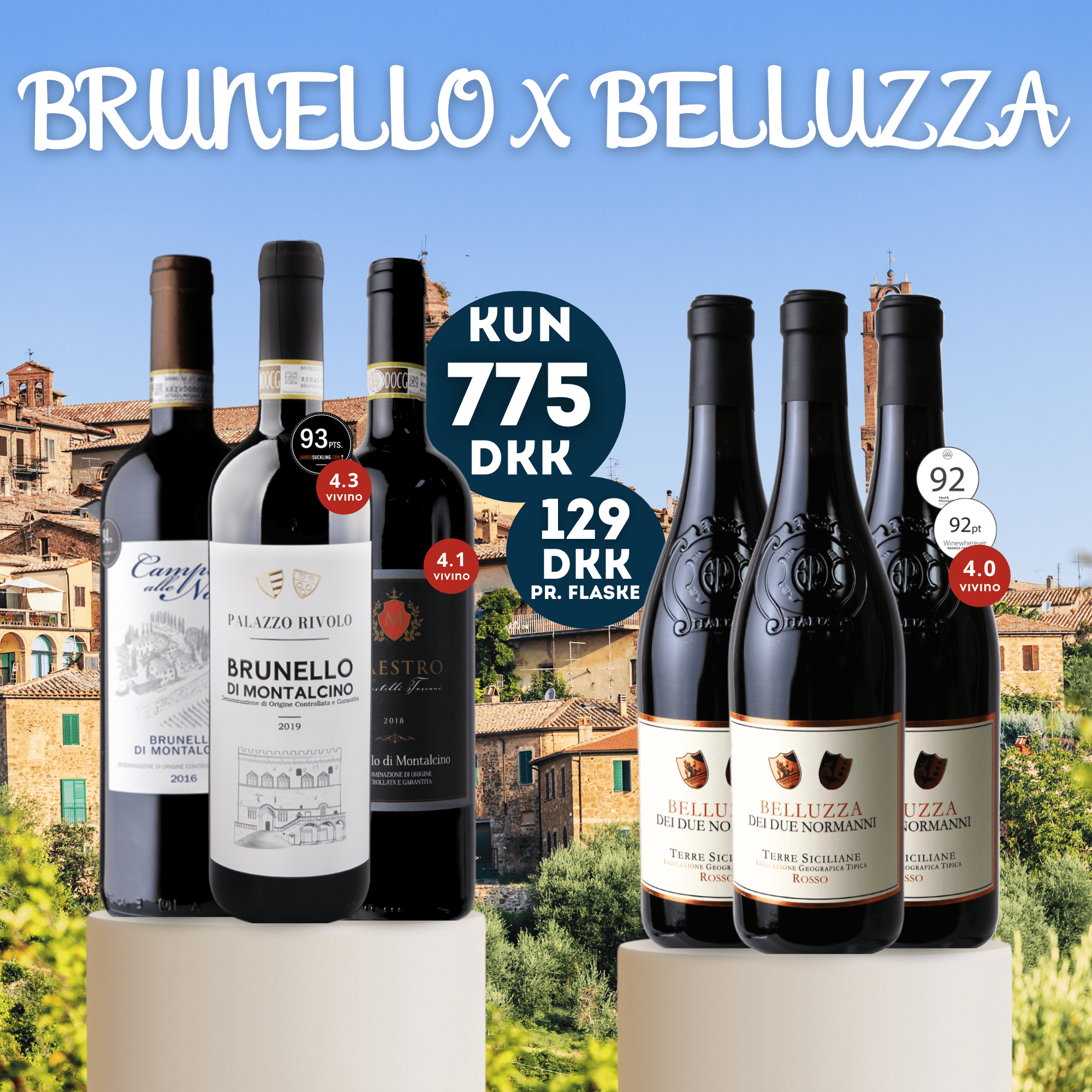 Den Sidste Flaske Rødvins Smagekasse Brunello x Belluzza Basker