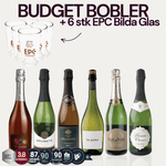 Den Sidste Flaske Mousserende Smagekasse Budget Bobler + 6 stk EPC Bilda Glas
