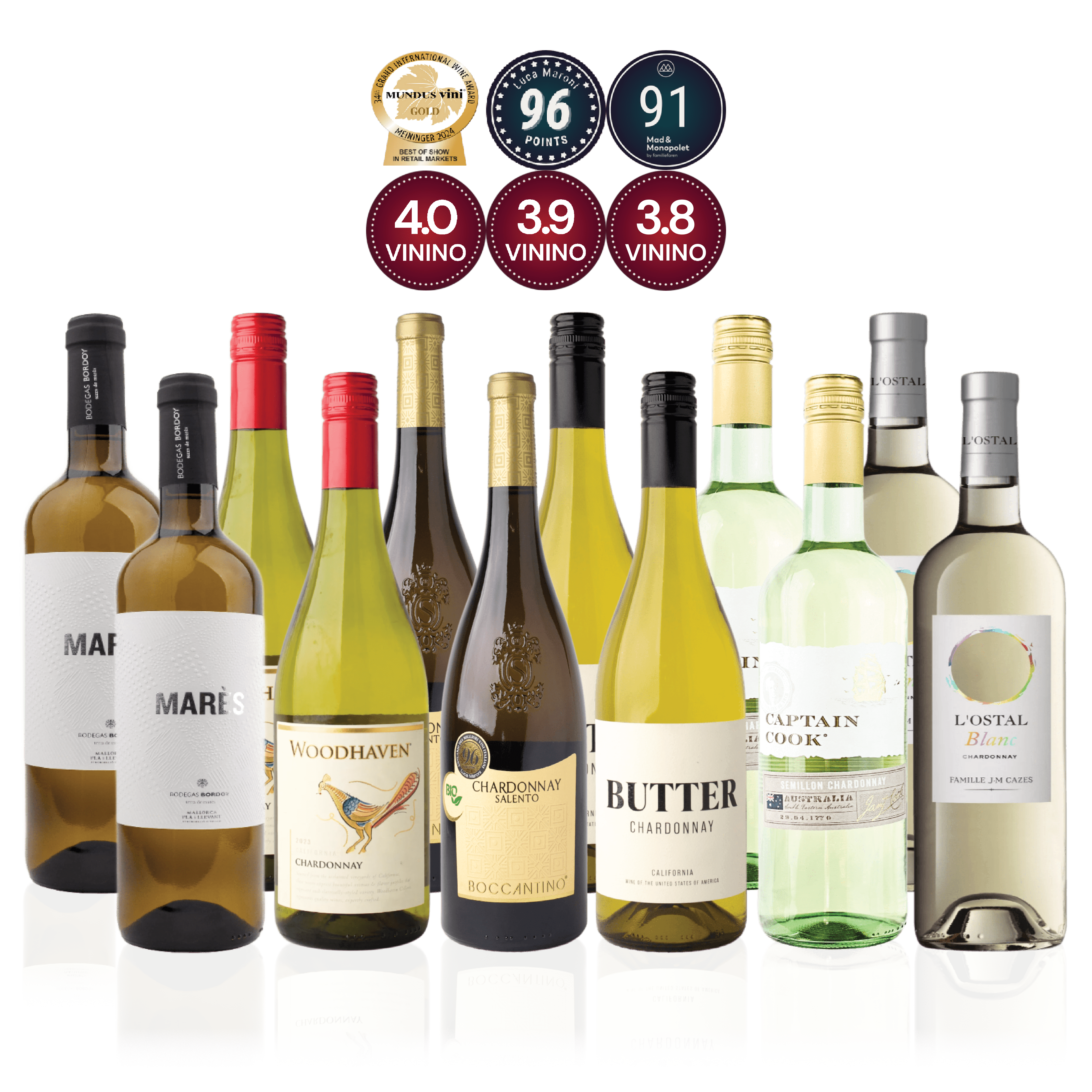 Den Sidste Flaske Hvidvins Smagekasse Chardonnay Kassen (12 fl.)