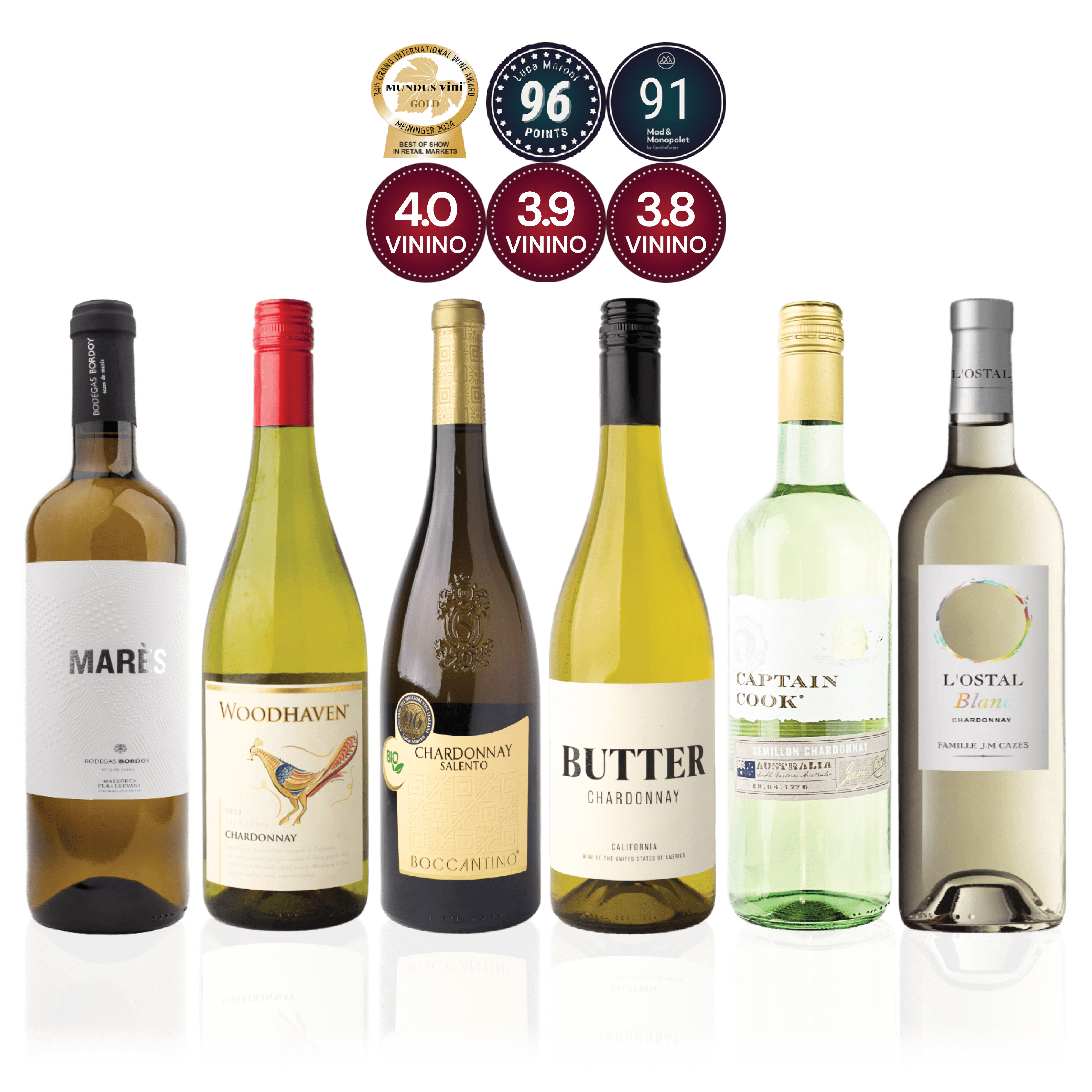 Den Sidste Flaske Hvidvins Smagekasse Chardonnay Kassen (6 fl.)