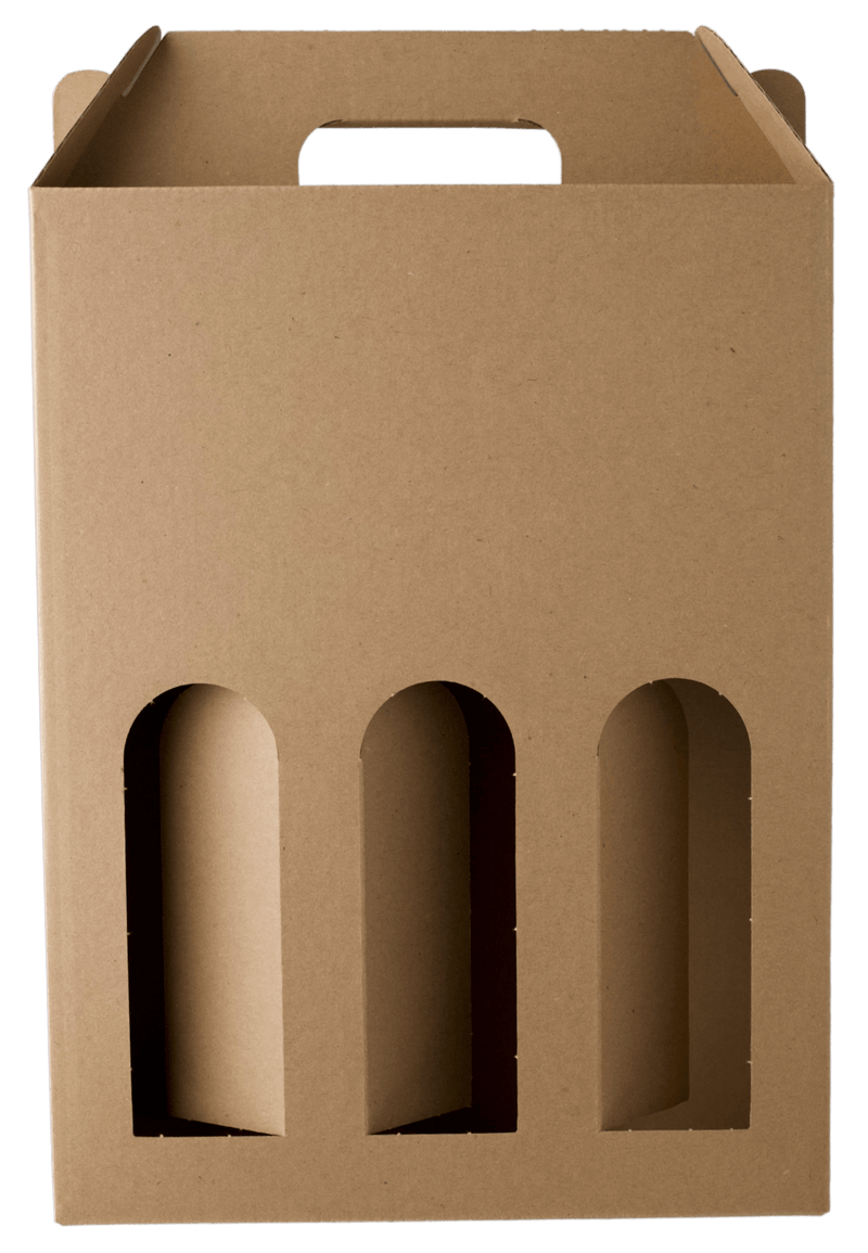 Den Sidste Flaske Gaveæsker i pap Gaveæske i natur til 3 flasker