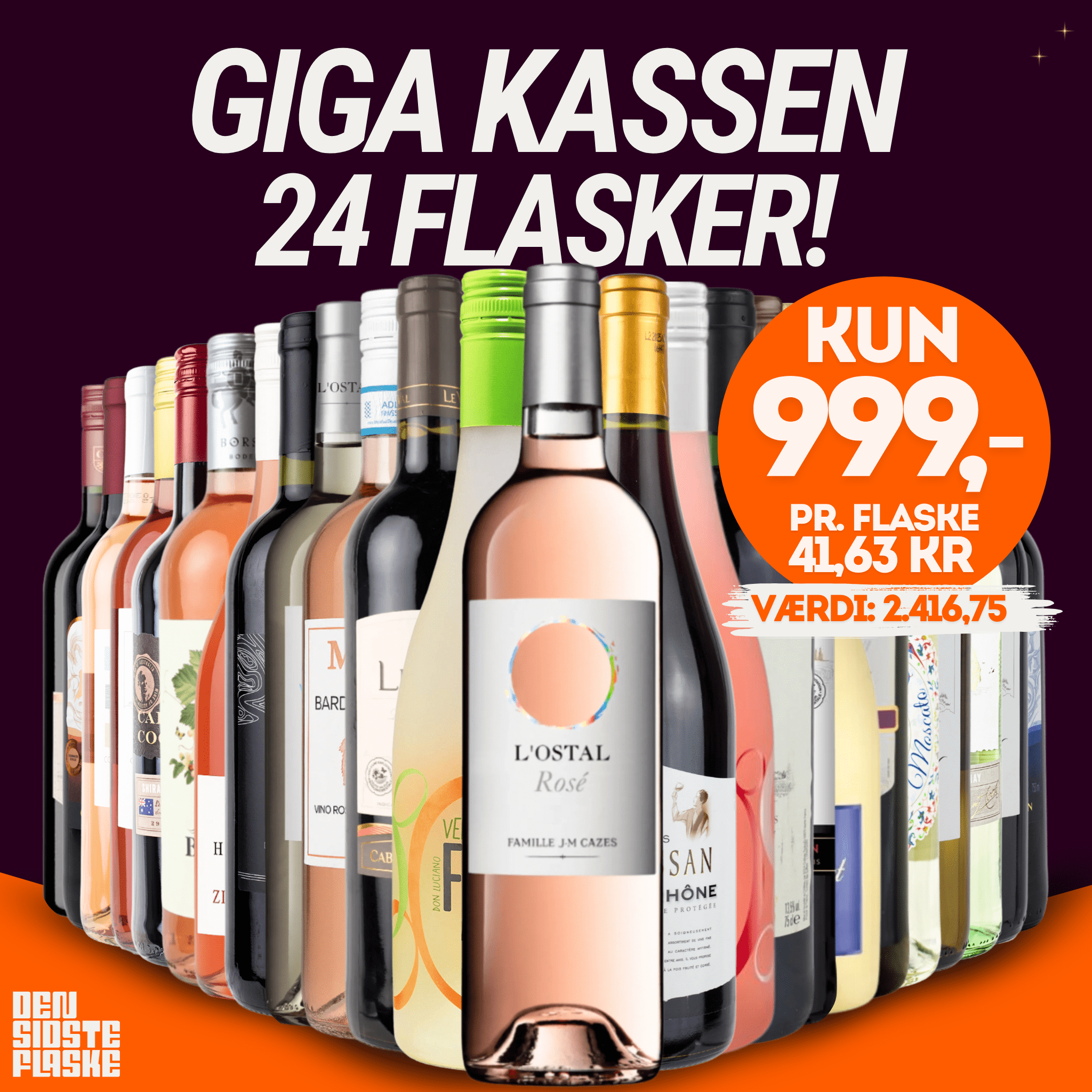 Den Sidste Flaske Mixed Smagekasse GIGA Kassen - 24 fl. kun 999 kr.