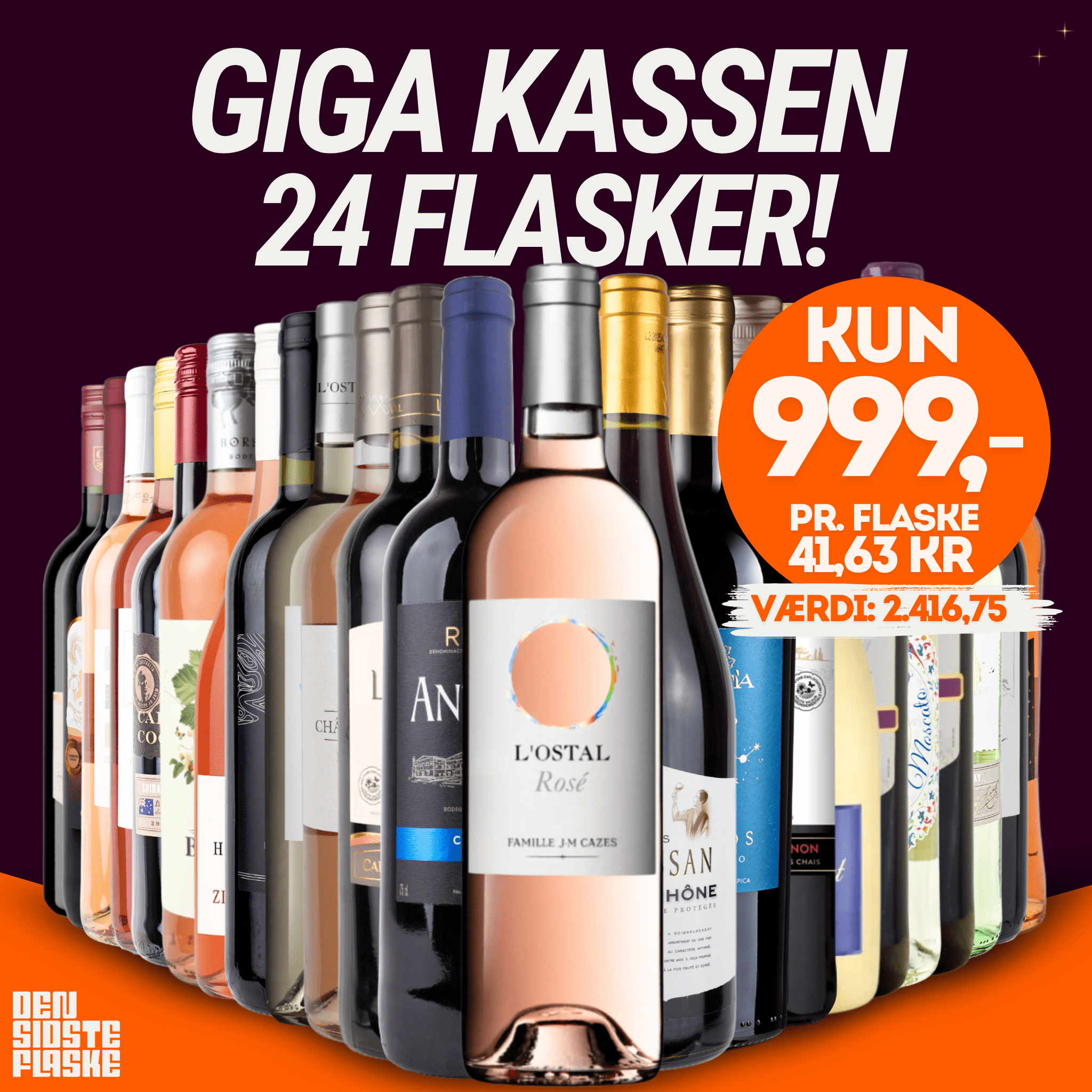 Den Sidste Flaske Mixed Smagekasse GIGA Kassen - 24 fl. kun 999 kr.