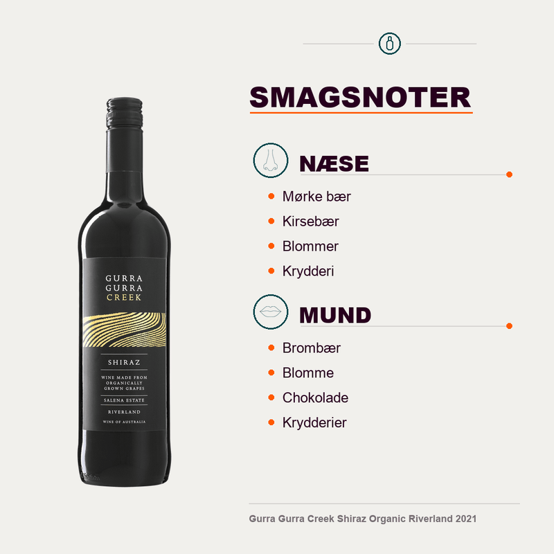 Salena Estate Rødvin Gurra Gurra Creek Shiraz Organic Riverland 2021