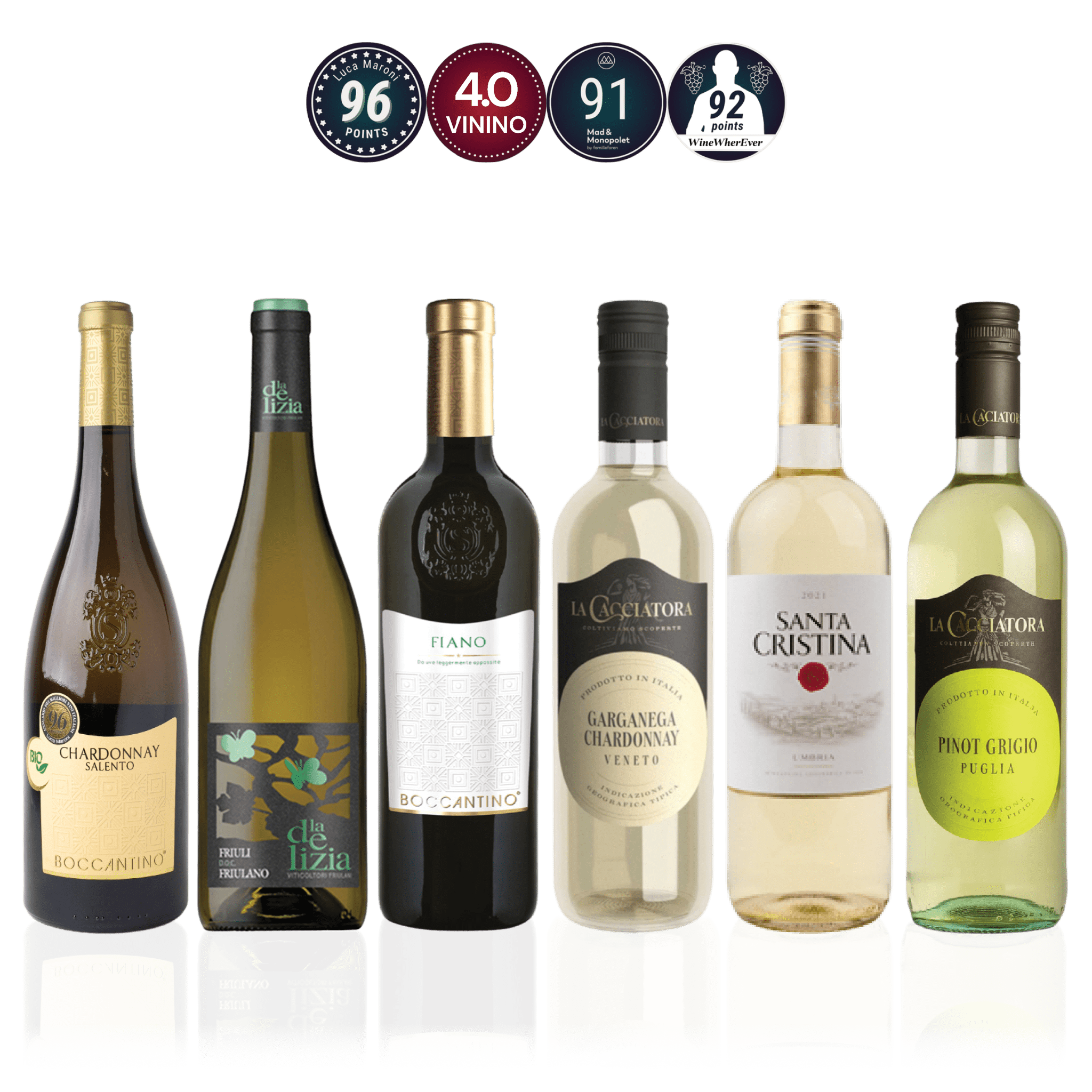 Den Sidste Flaske Hvidvins Smagekasse Hvid Italiensk Favoritkasse – Mid-select (6 fl.)