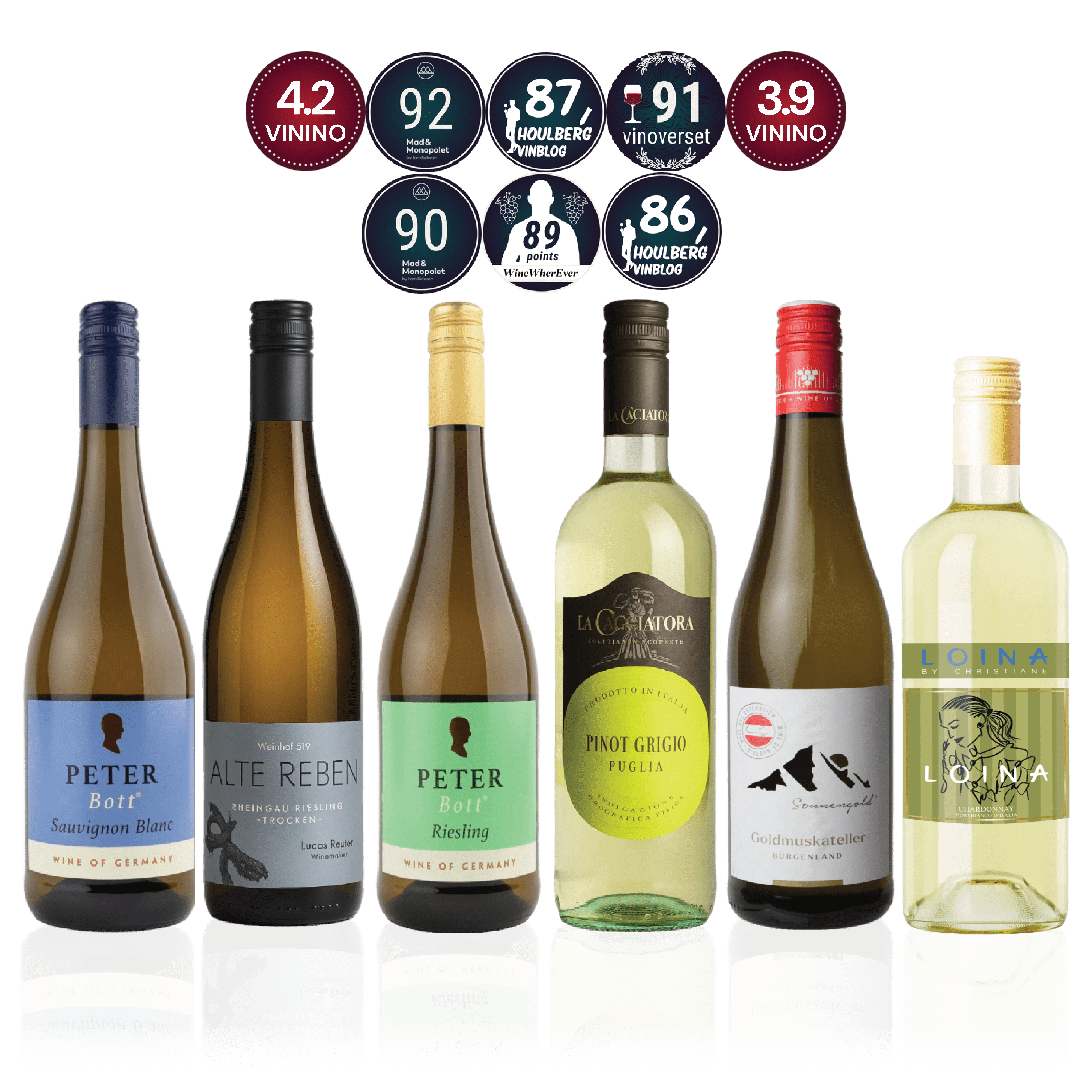 Den Sidste Flaske Hvidvins Smagekasse Hvide Bestsellers - Mid-select (6 fl.)
