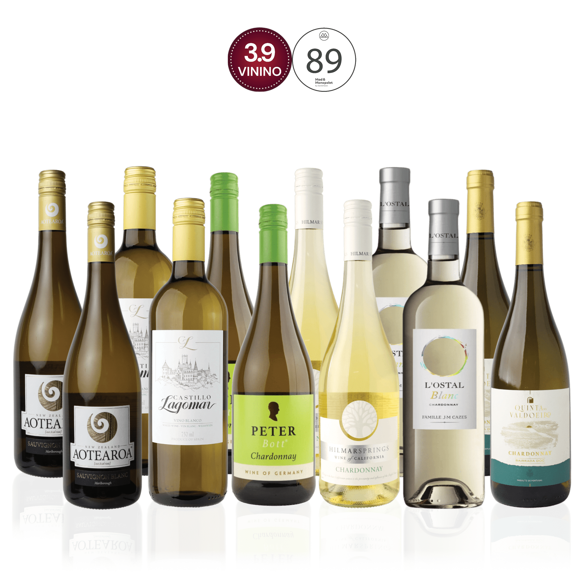 Den Sidste Flaske Hvidvins Smagekasse Hvide Old World vs. New World - Mid-select (12 fl.)