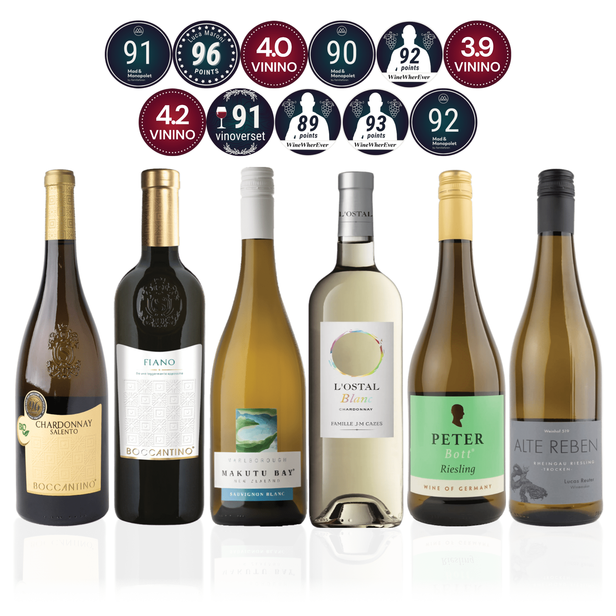 Den Sidste Flaske Hvidvins Smagekasse Hvidvin til Fisk & Skaldyr - Mid-select (6 fl.)