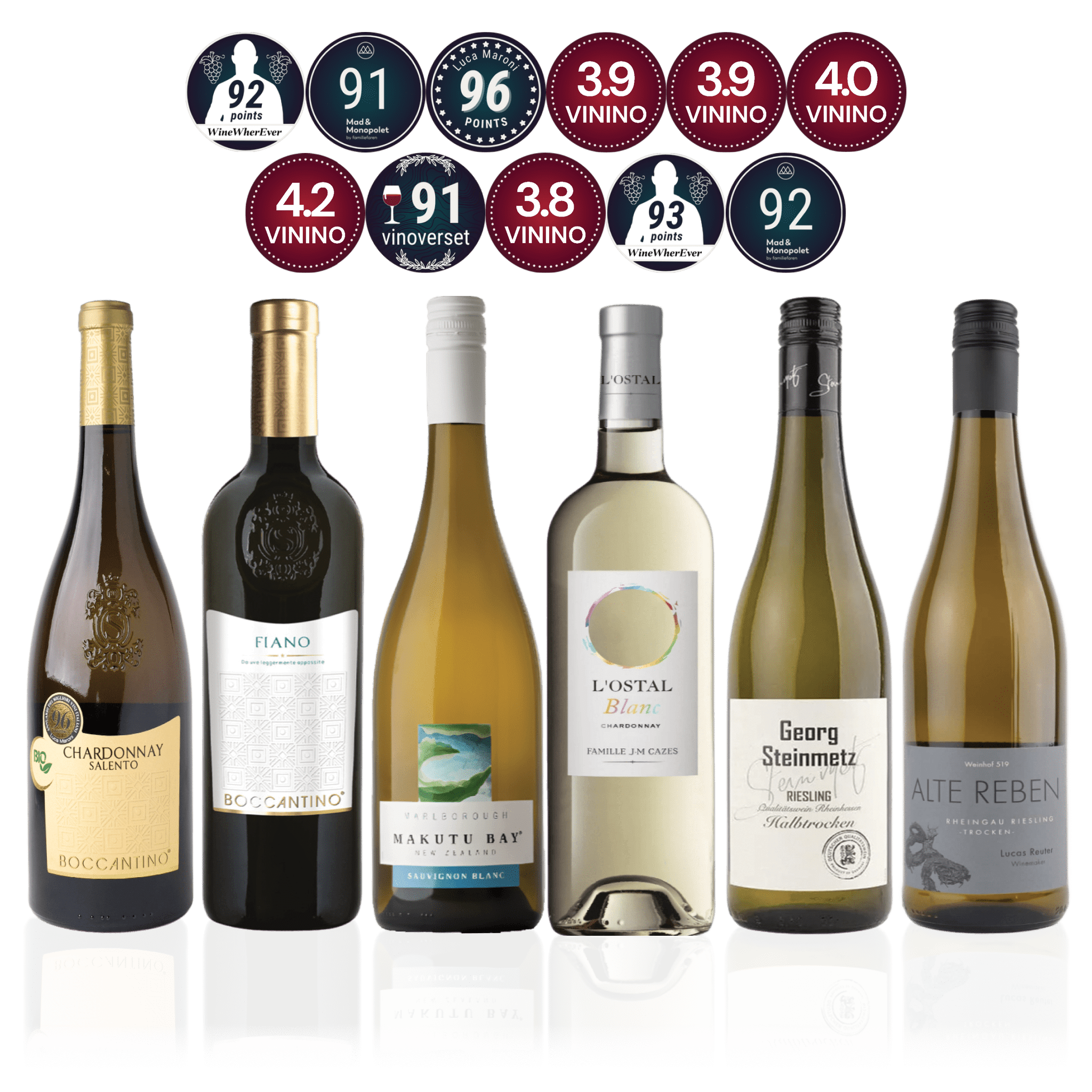 Den Sidste Flaske Hvidvins Smagekasse Hvidvin til Fisk & Skaldyr - Mid-select (6 fl.)
