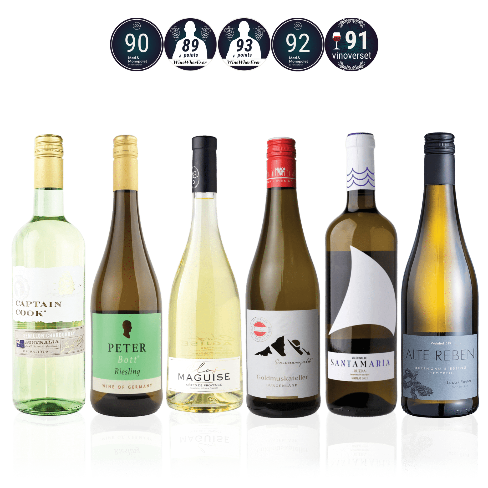 Den Sidste Flaske Hvidvins Smagekasse Hvidvin til Tapas & Småretter - Mid-select (6 fl.)