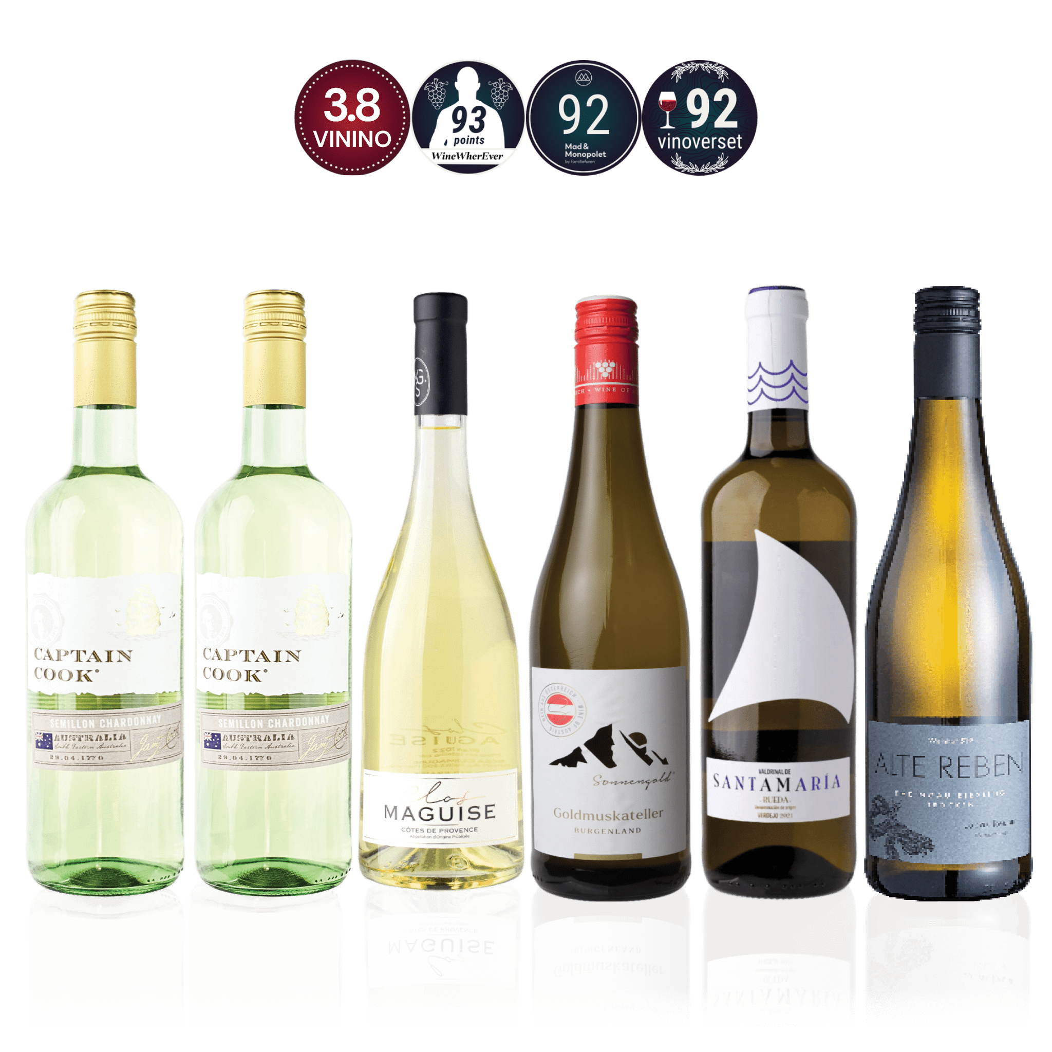 Den Sidste Flaske Hvidvins Smagekasse Hvidvin til Tapas & Småretter - Mid-select (6 fl.)