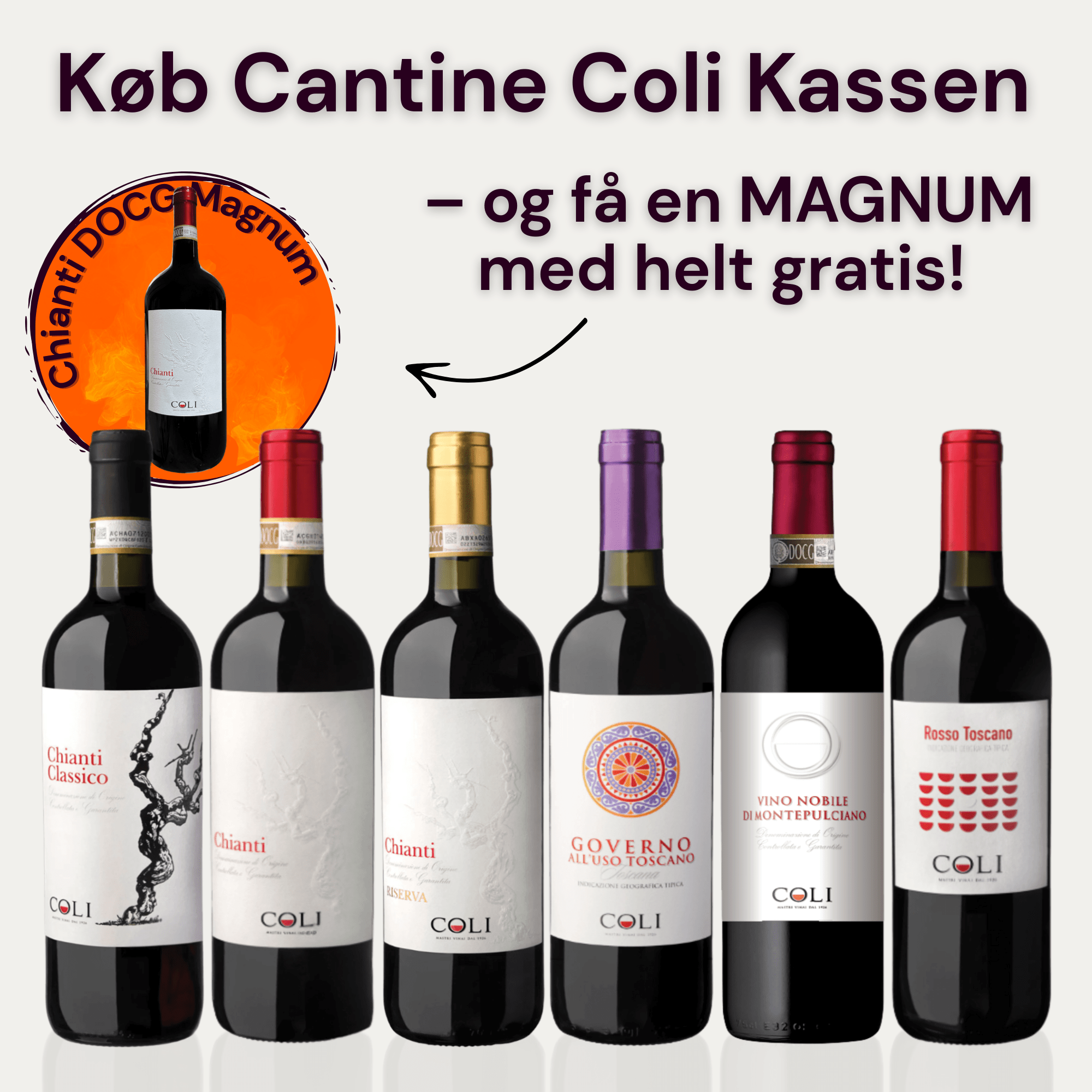 Cantine Coli Rødvins Smagekasse 🎁 KØB Cantine Coli Kassen – og få en MAGNUM med helt gratis! 🎁