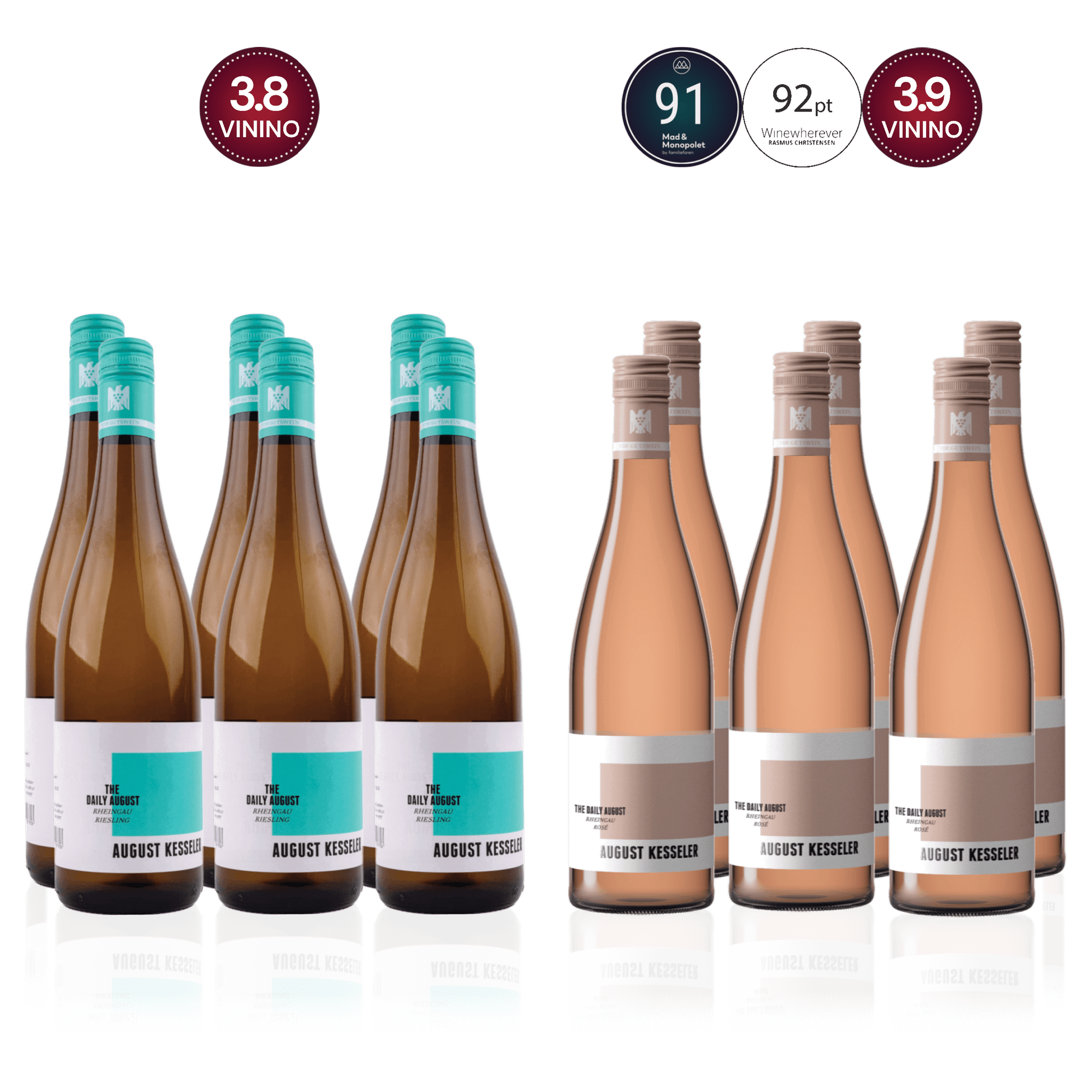 Den Sidste Flaske Hvidvins Smagekasse KOMBOKASSE: August Kesseler - The Daily August: Riesling vs. Pinot Noir Rosé