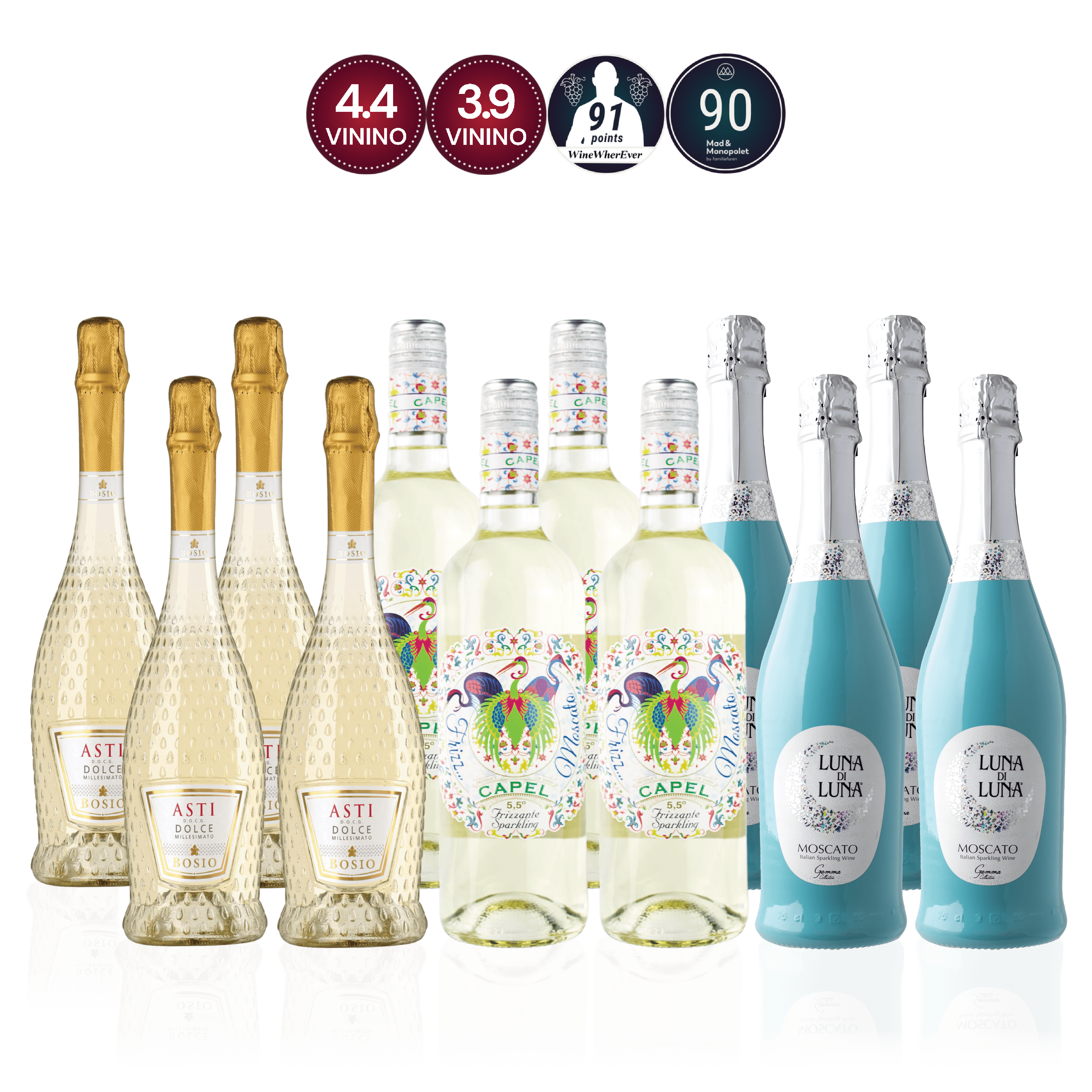 Den Sidste Flaske Mousserende Smagekasse Moscato Kassen (12 fl.)
