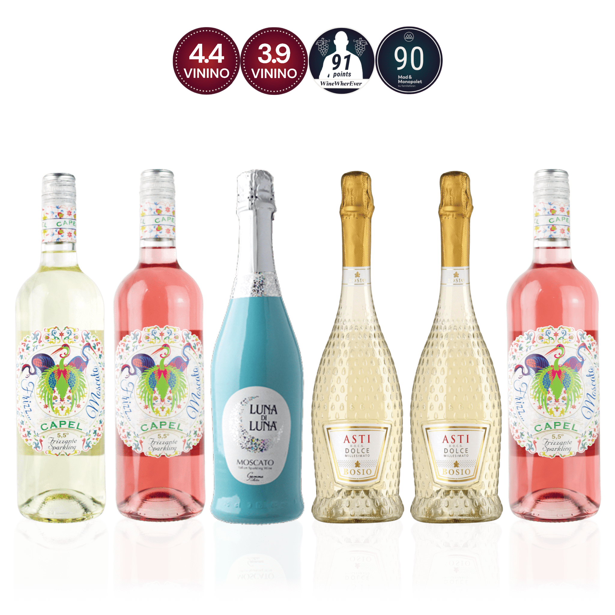 Den Sidste Flaske Mousserende Smagekasse Moscato Kassen (6 fl.)