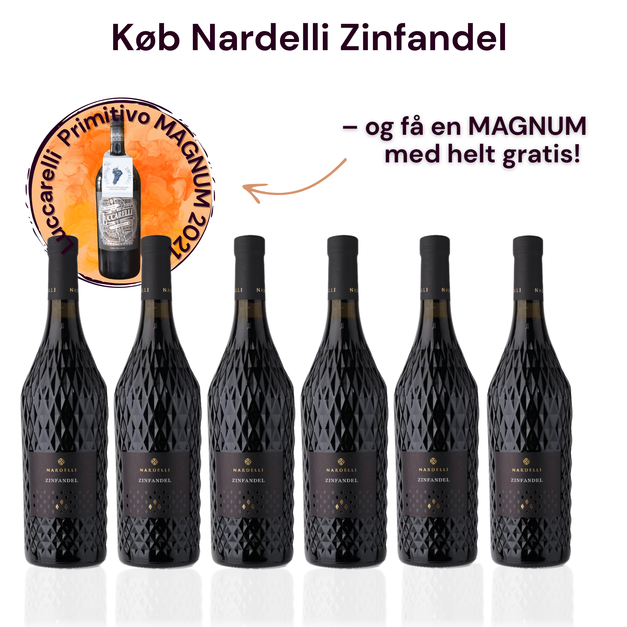 Den Sidste Flaske Rødvins Smagekasse Nardelli Zinfandel + gratis primitivo MAGNUM flaske (6 fl.)