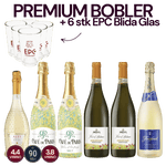 Den Sidste Flaske Mousserende Smagekasse Premium Bobler + 6 stk EPC Blida Glas