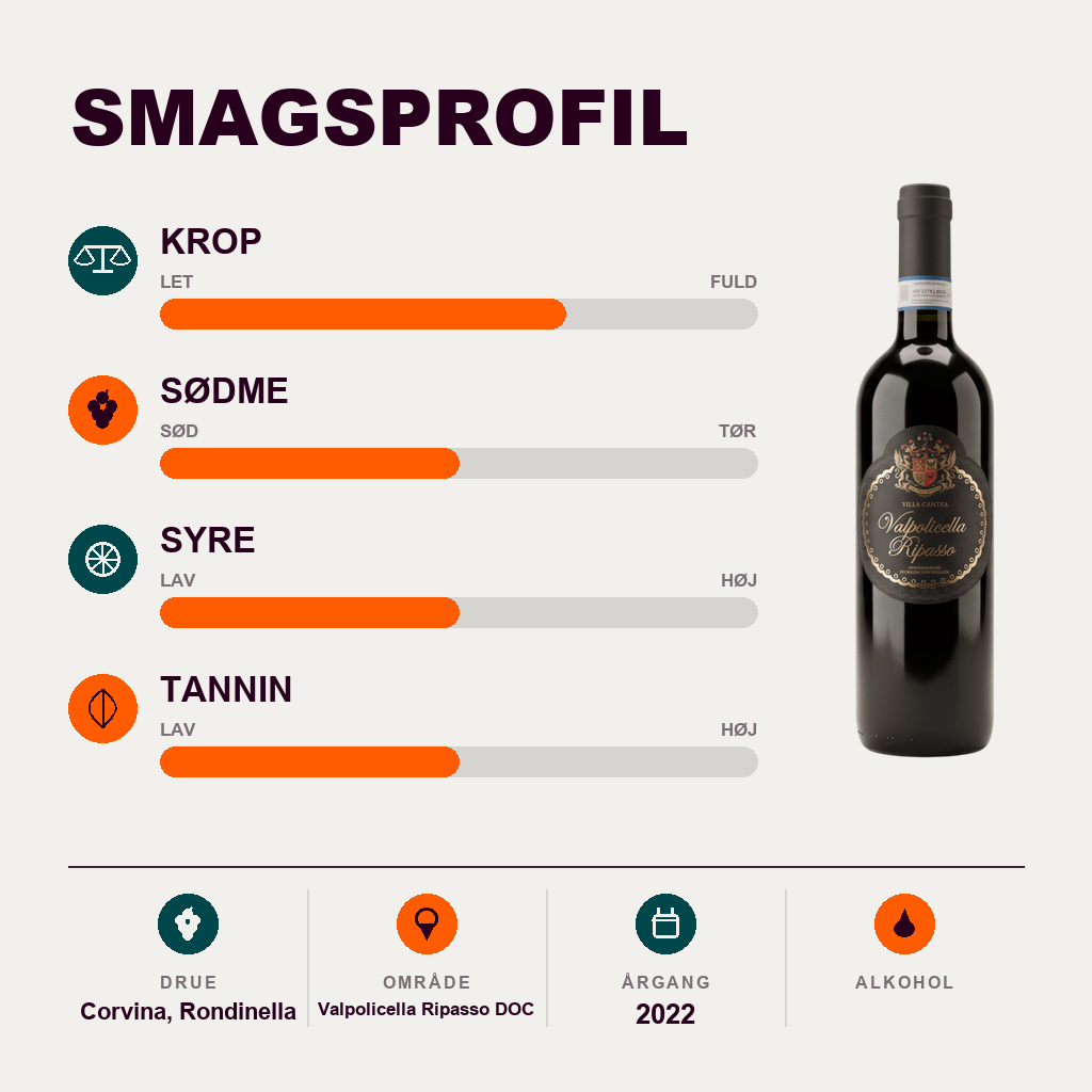 Villa Cantea Rødvin Ripasso delle Valpolicella DOC Villa Cantea 2022