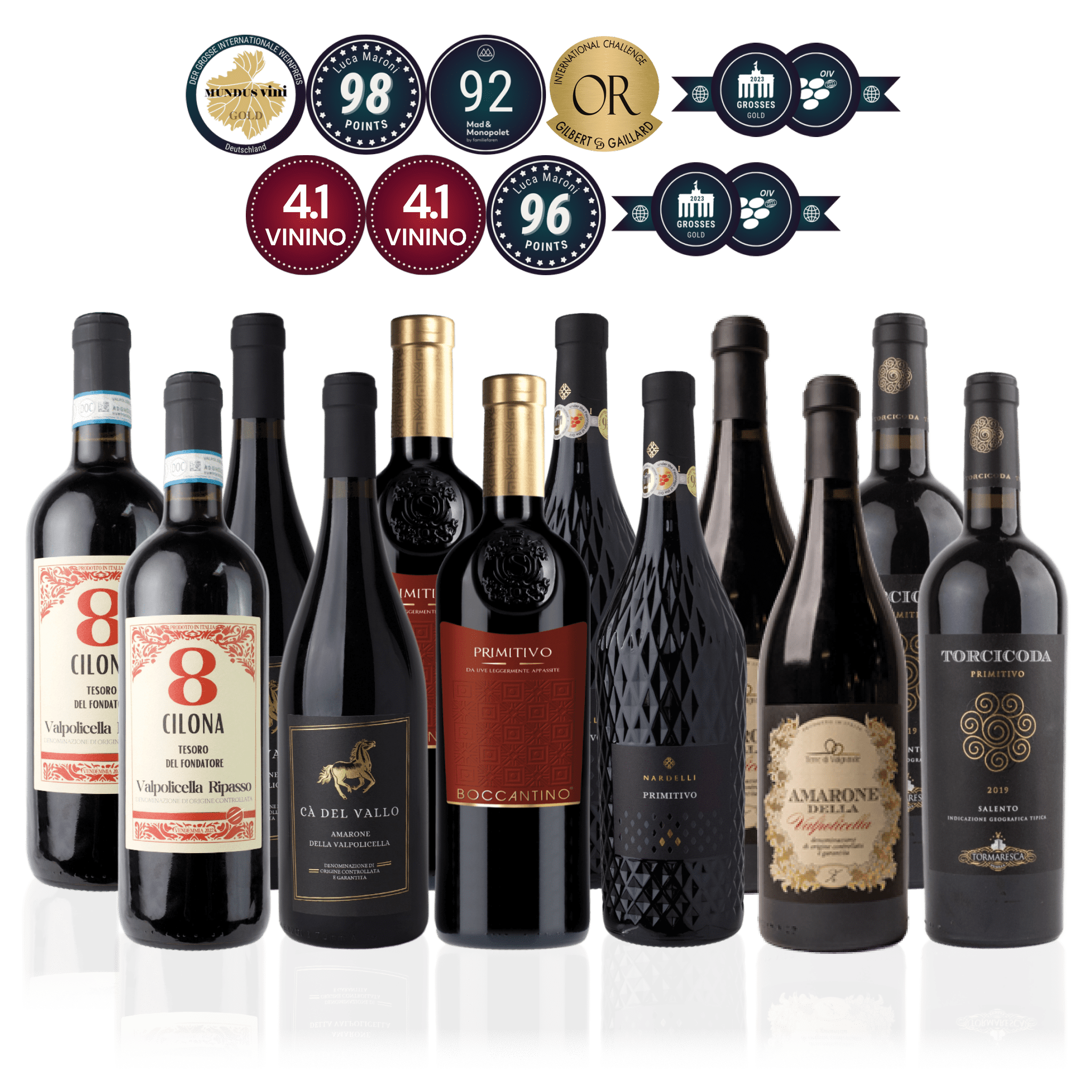 Den Sidste Flaske Rødvins Smagekasse Rød Italiensk Favoritkasse - Premium (12 fl.)