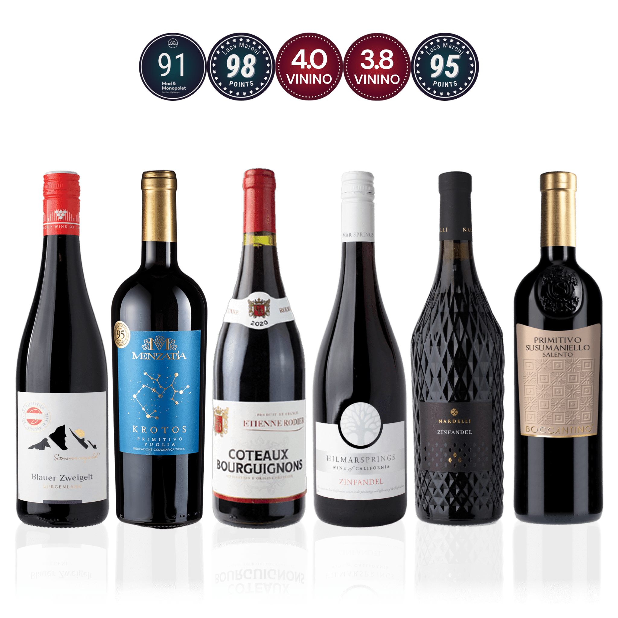 Den Sidste Flaske Rødvins Smagekasse Røde Bestsellers - Mid-select (6 fl.)