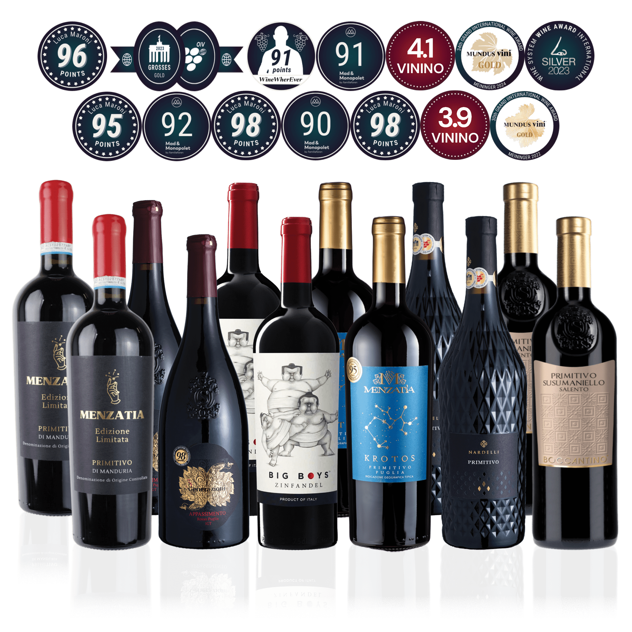 Den Sidste Flaske Rødvins Smagekasse Røde Italienske Mestervine - Mid-select (12 fl.)