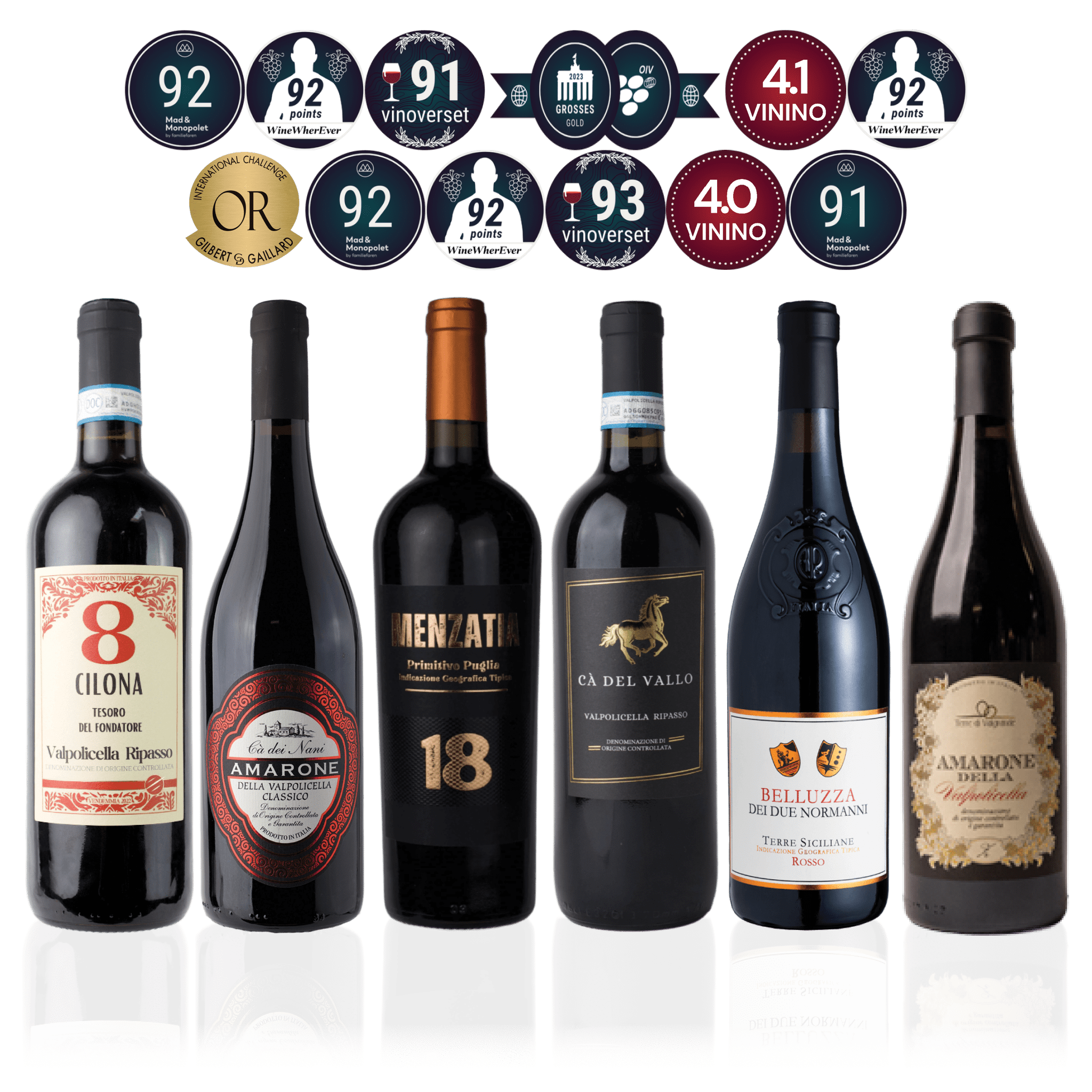 Den Sidste Flaske Rødvins Smagekasse Røde Italienske Mestervine - Premium (6 fl.)
