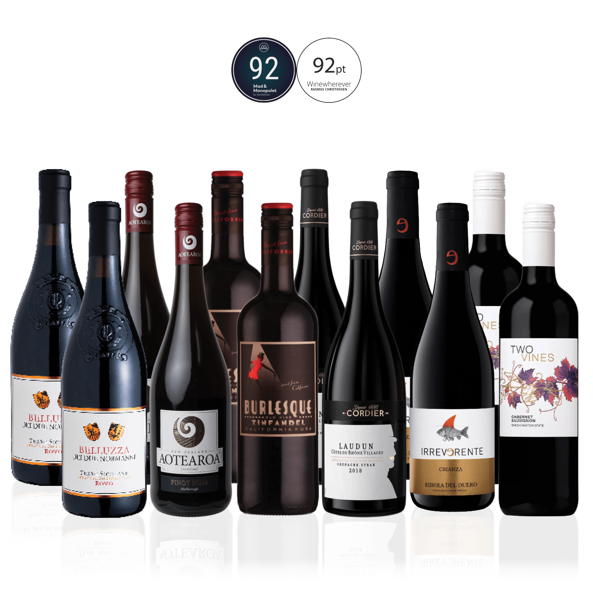 Den Sidste Flaske Rødvins Smagekasse Røde Old World vs. New World - Premium (12 fl.)