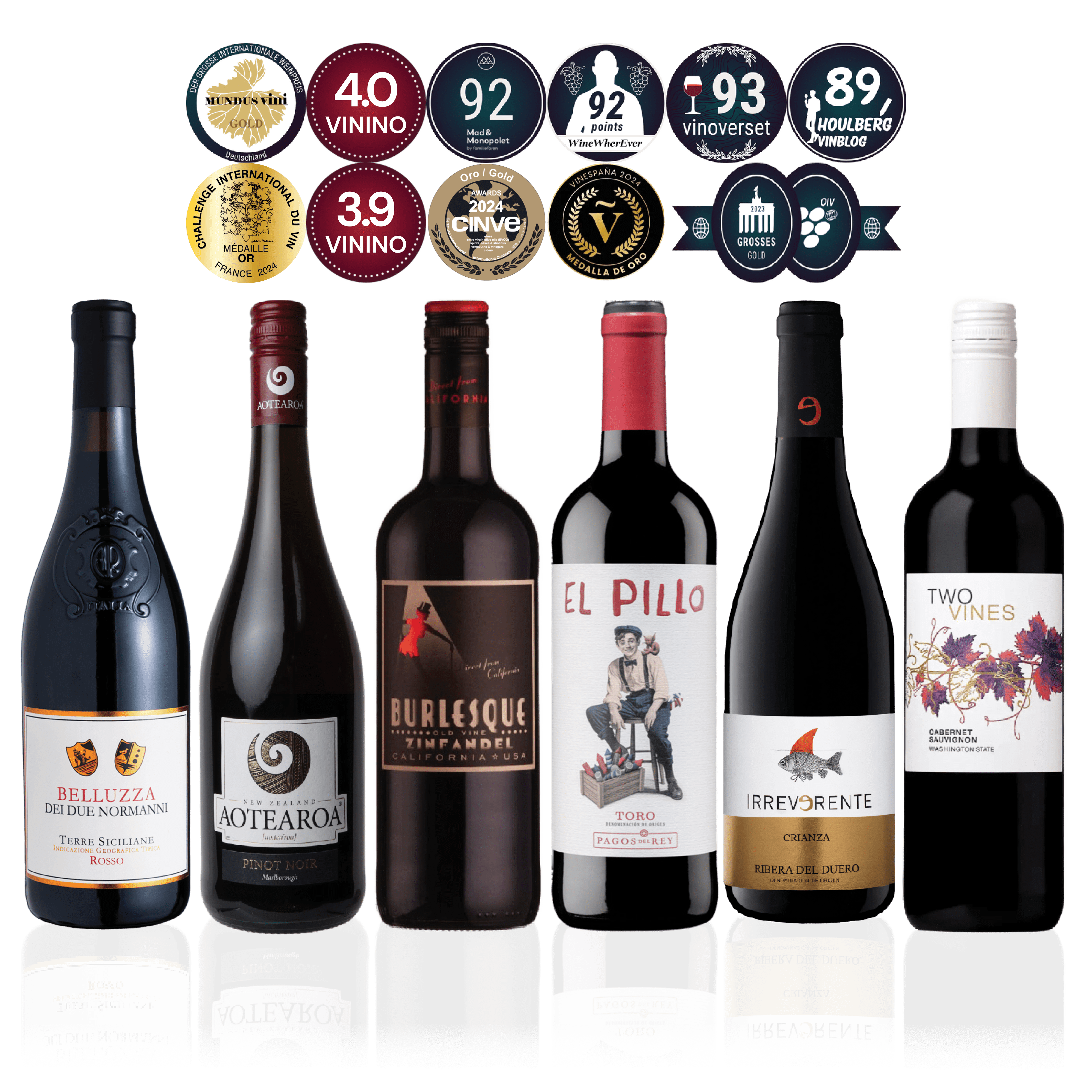 Den Sidste Flaske Rødvins Smagekasse Røde Old World vs. New World - Premium (6 fl.)
