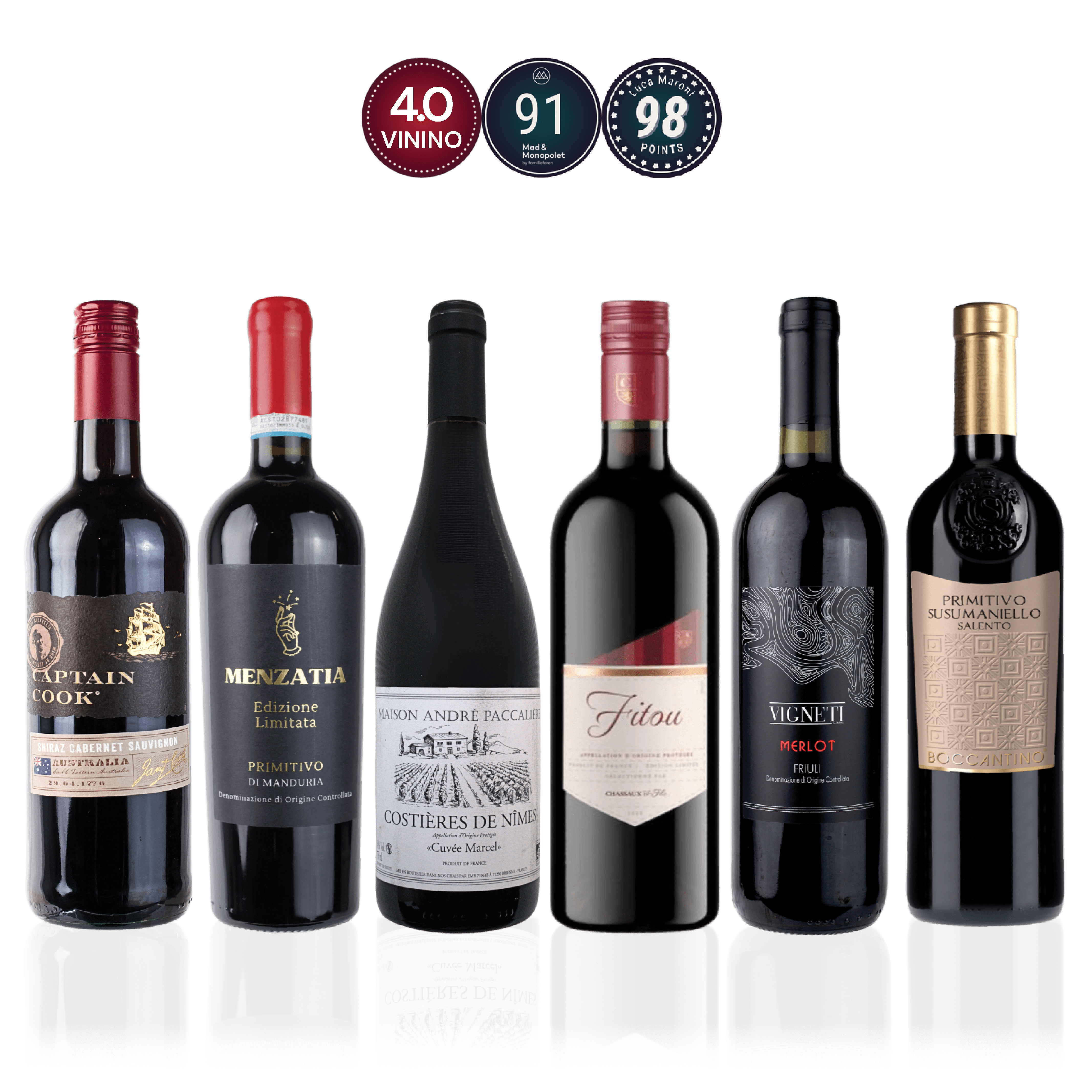 Den Sidste Flaske Rødvins Smagekasse Rødvin til Tapas & Småretter - Mid-select (6 fl.)