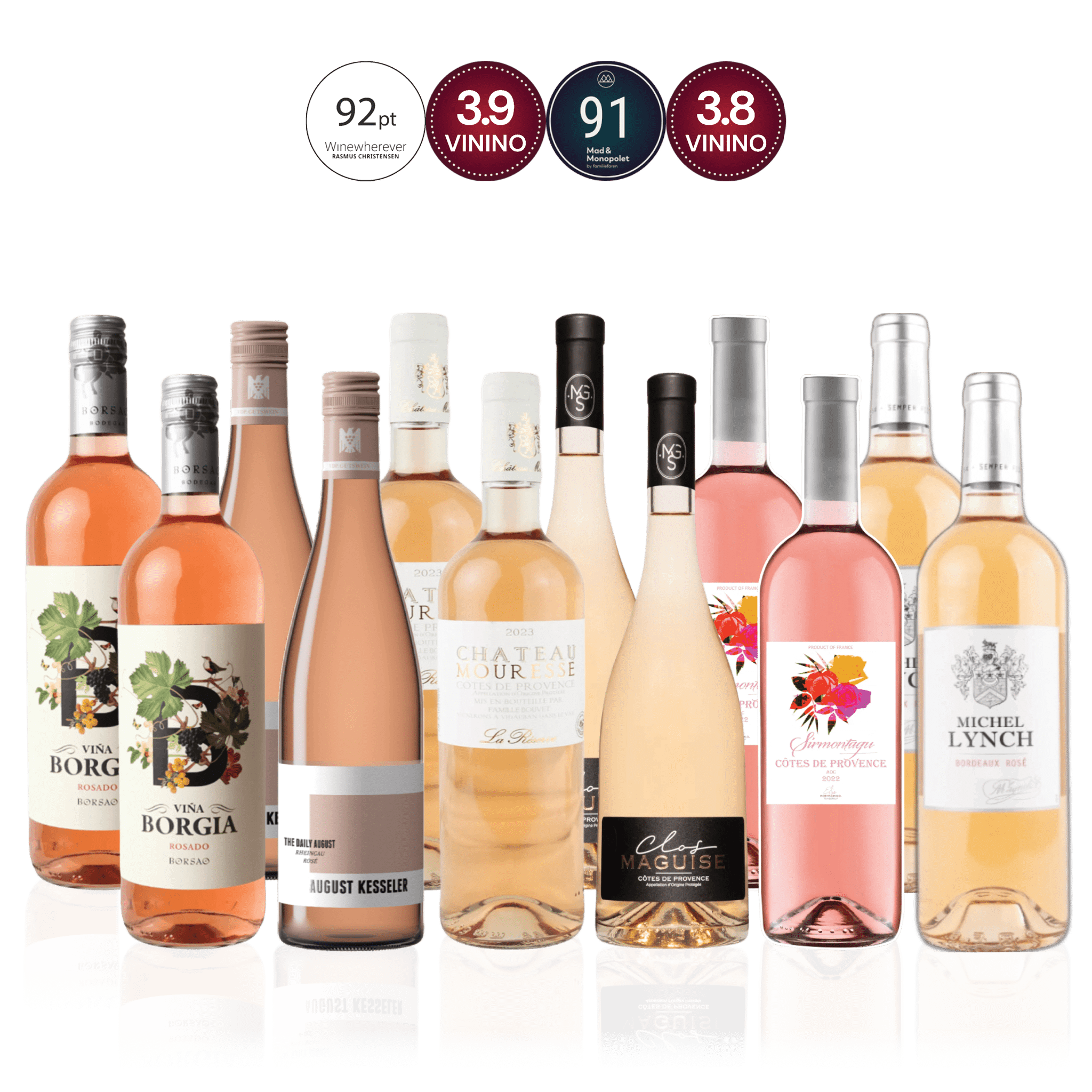 Den Sidste Flaske Rosé Smagekasse Rosé Hverdagsfavoritter – Luksus (12 fl.)