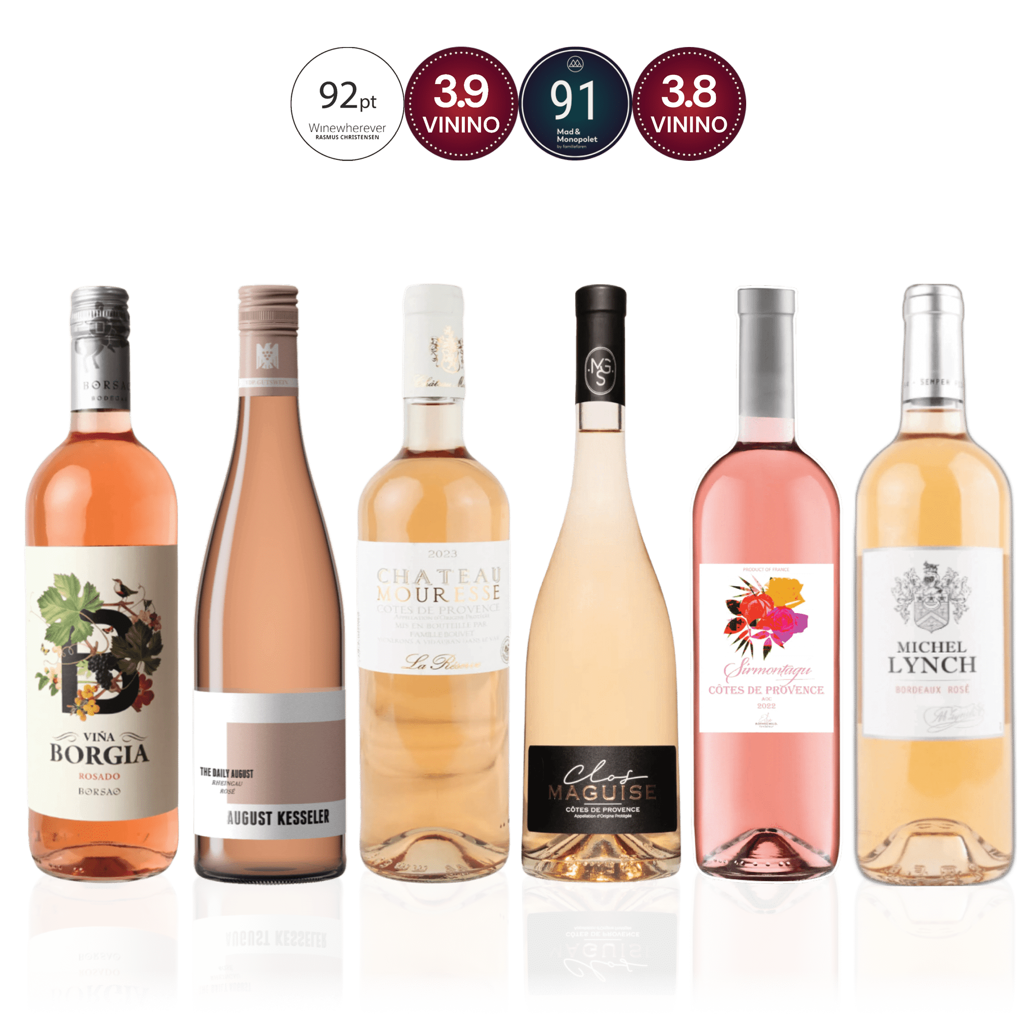 Den Sidste Flaske Rosé Smagekasse Rosé Hverdagsfavoritter – Luksus (6 fl.)
