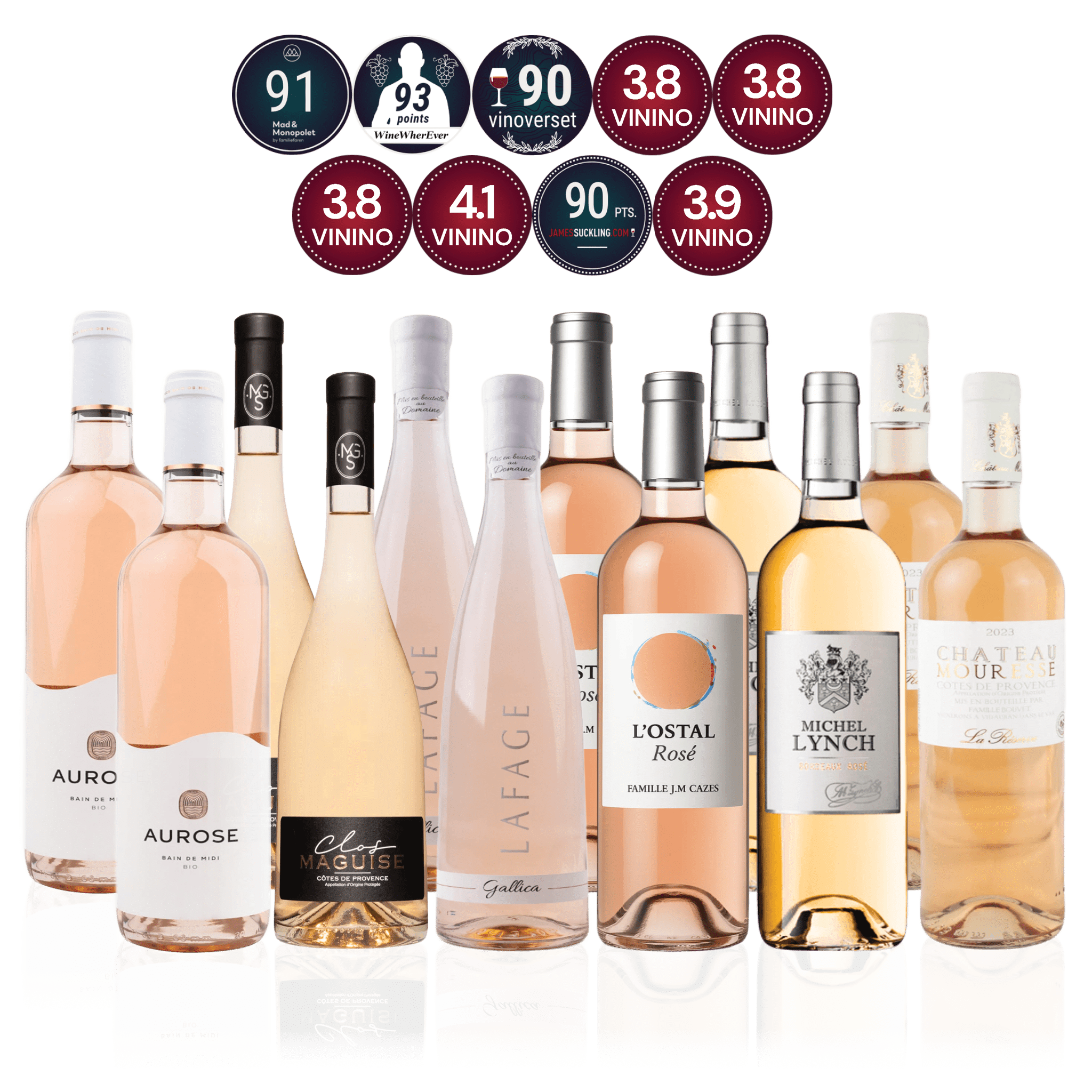 Den Sidste Flaske Rosé Smagekasse Tour de Rosé + 1 gratis MAGNUM flaske (12 fl.)