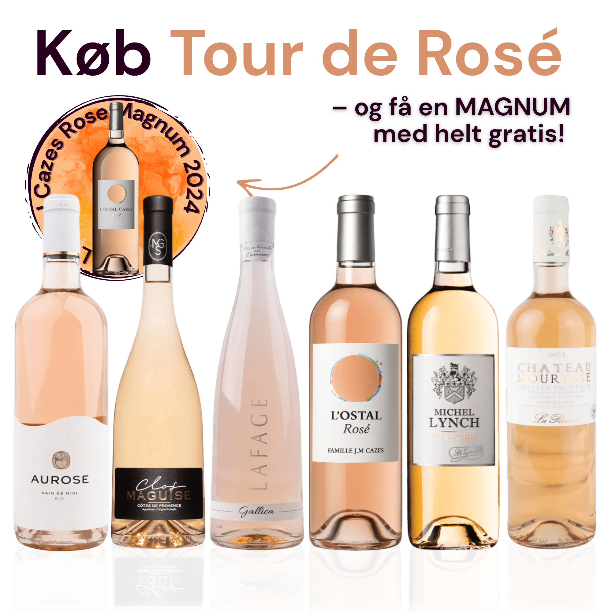 Den Sidste Flaske Rosé Smagekasse Tour De Rosé + 1 gratis MAGNUM flaske (6 fl.)