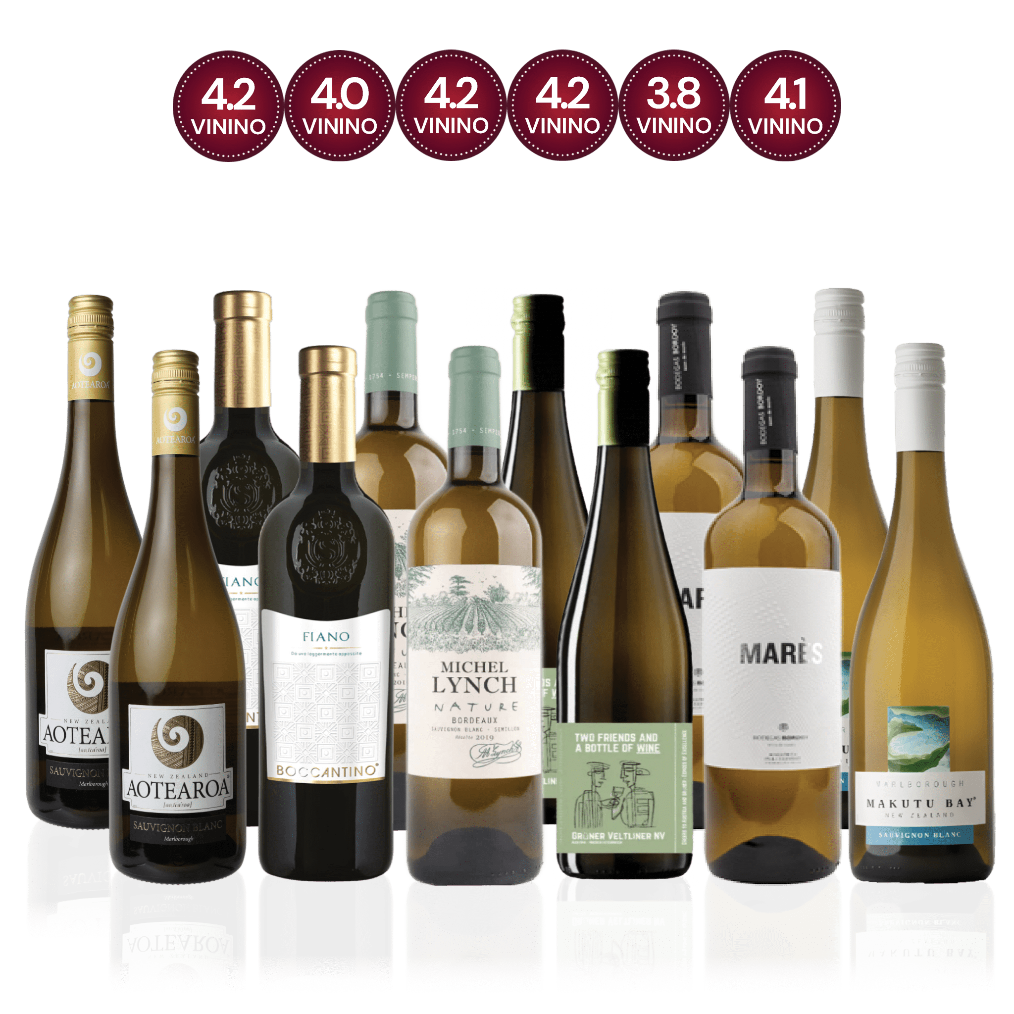 Den Sidste Flaske Hvidvins Smagekasse Vivino Top Rated Hvidvine (12 fl.)