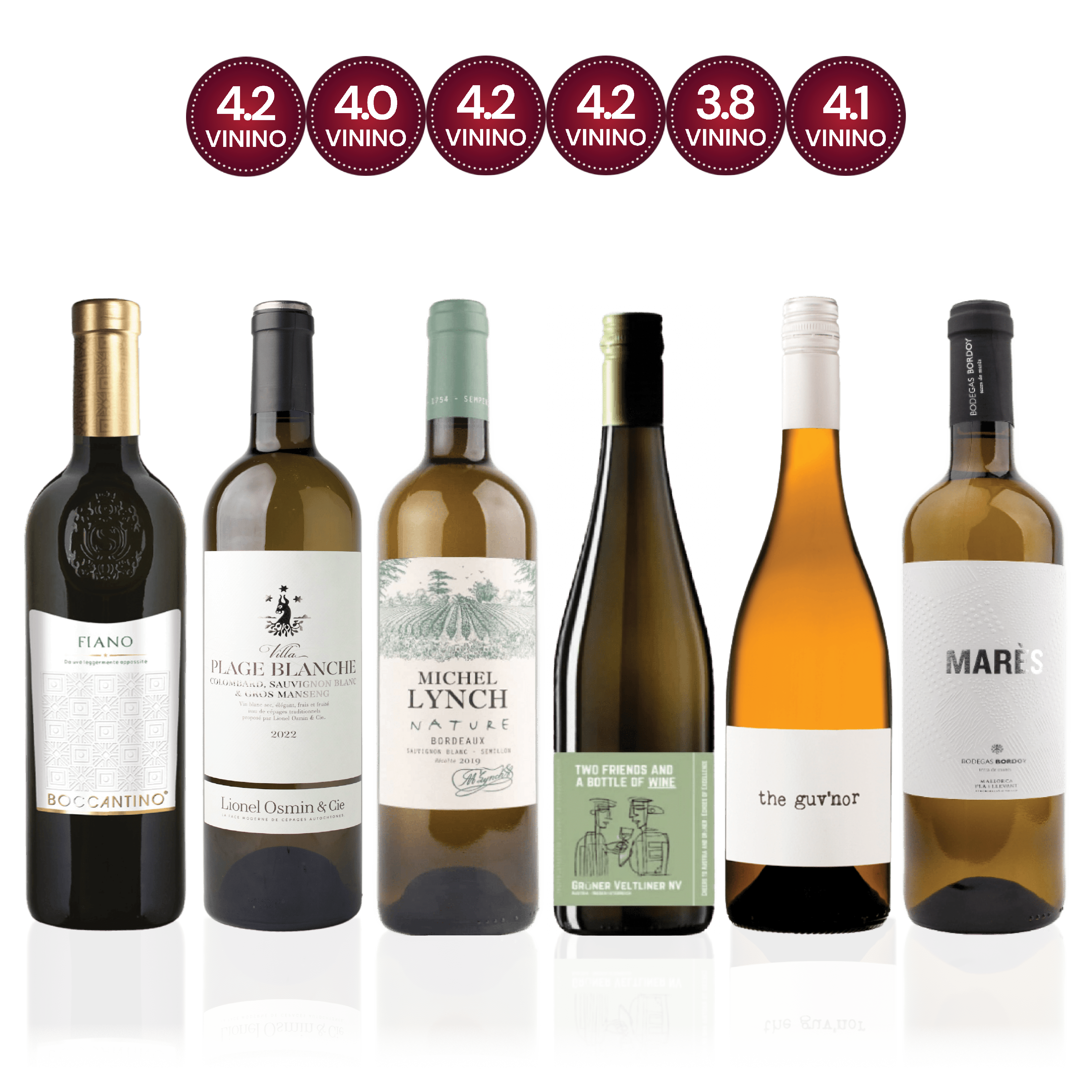 Den Sidste Flaske Hvidvins Smagekasse Vivino Top Rated Hvidvine (6 fl.)