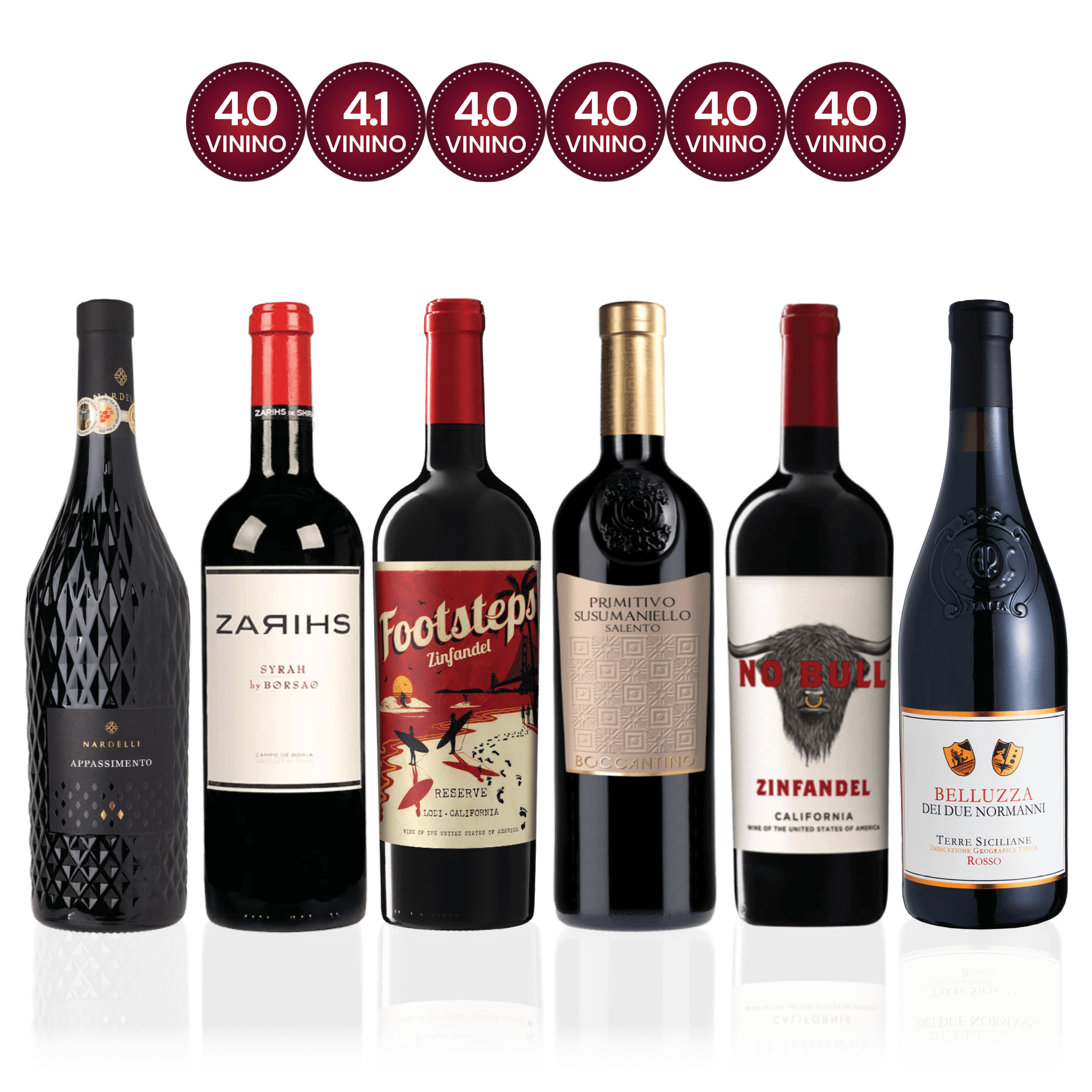 Den Sidste Flaske Rødvins Smagekasse Vivino Top Rated Rødvine (6 fl.)